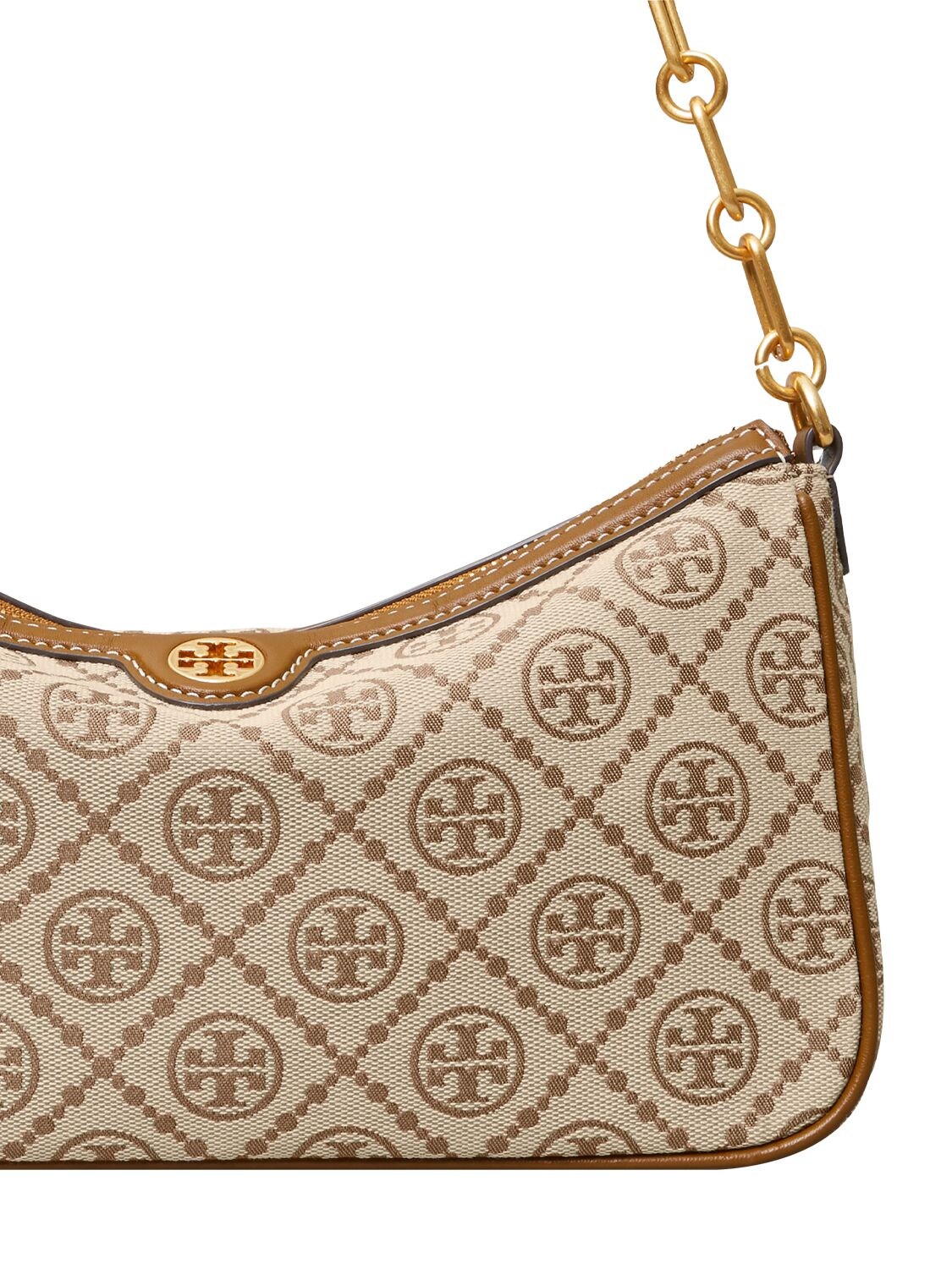 T Monogram Jacquard Shoulder Bag in Brown - Tory Burch