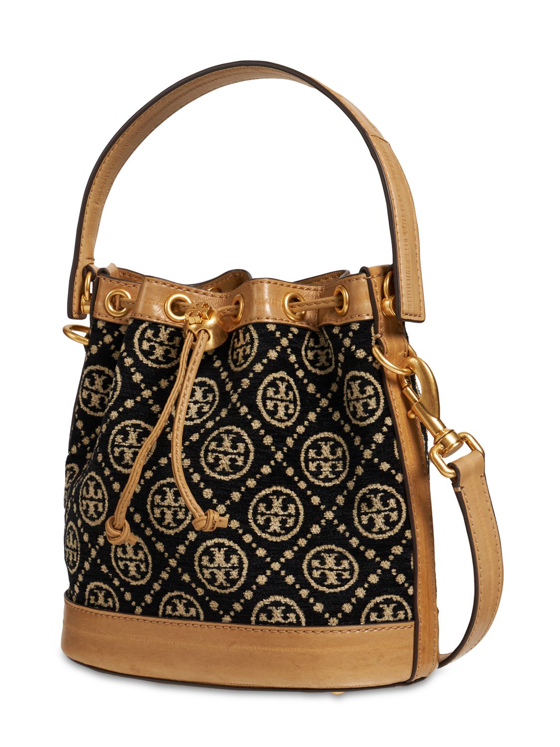 t monogram chenille mini bucket bag