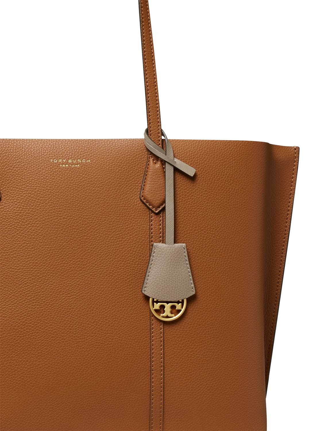 Shop Tory Burch Perry Triple-compartment Leather Tote In Light Umber