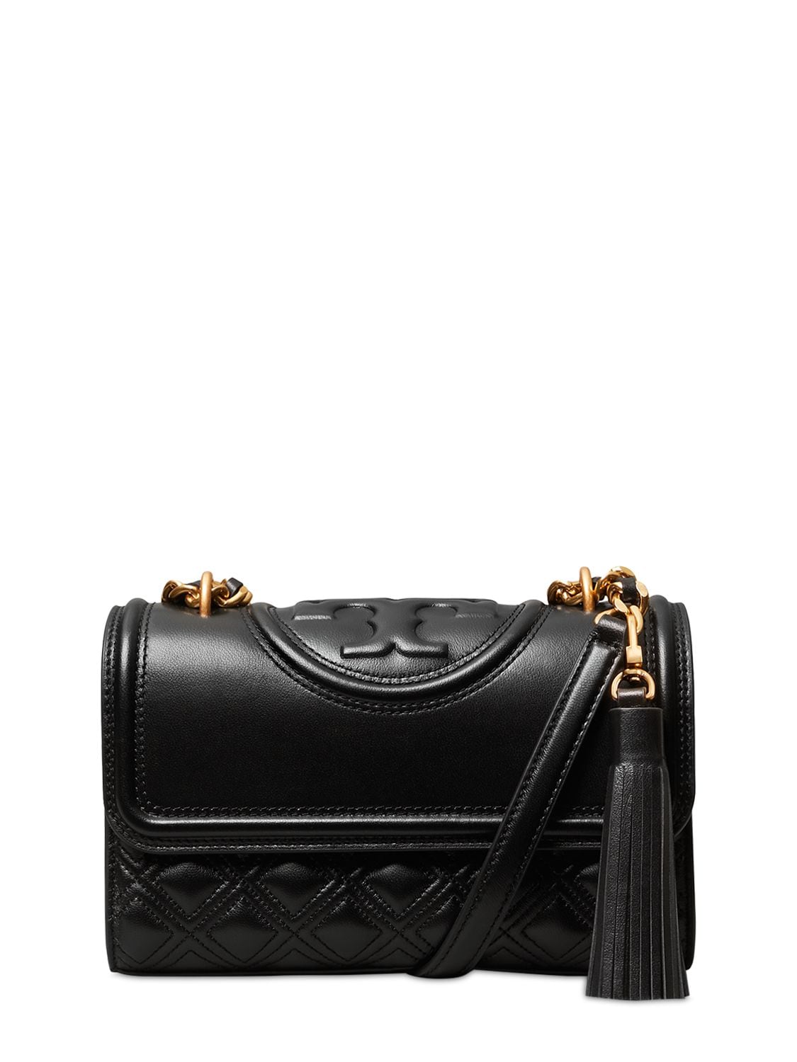 Tory Burch Small Fleming Leather Shoulder Bag In 블랙