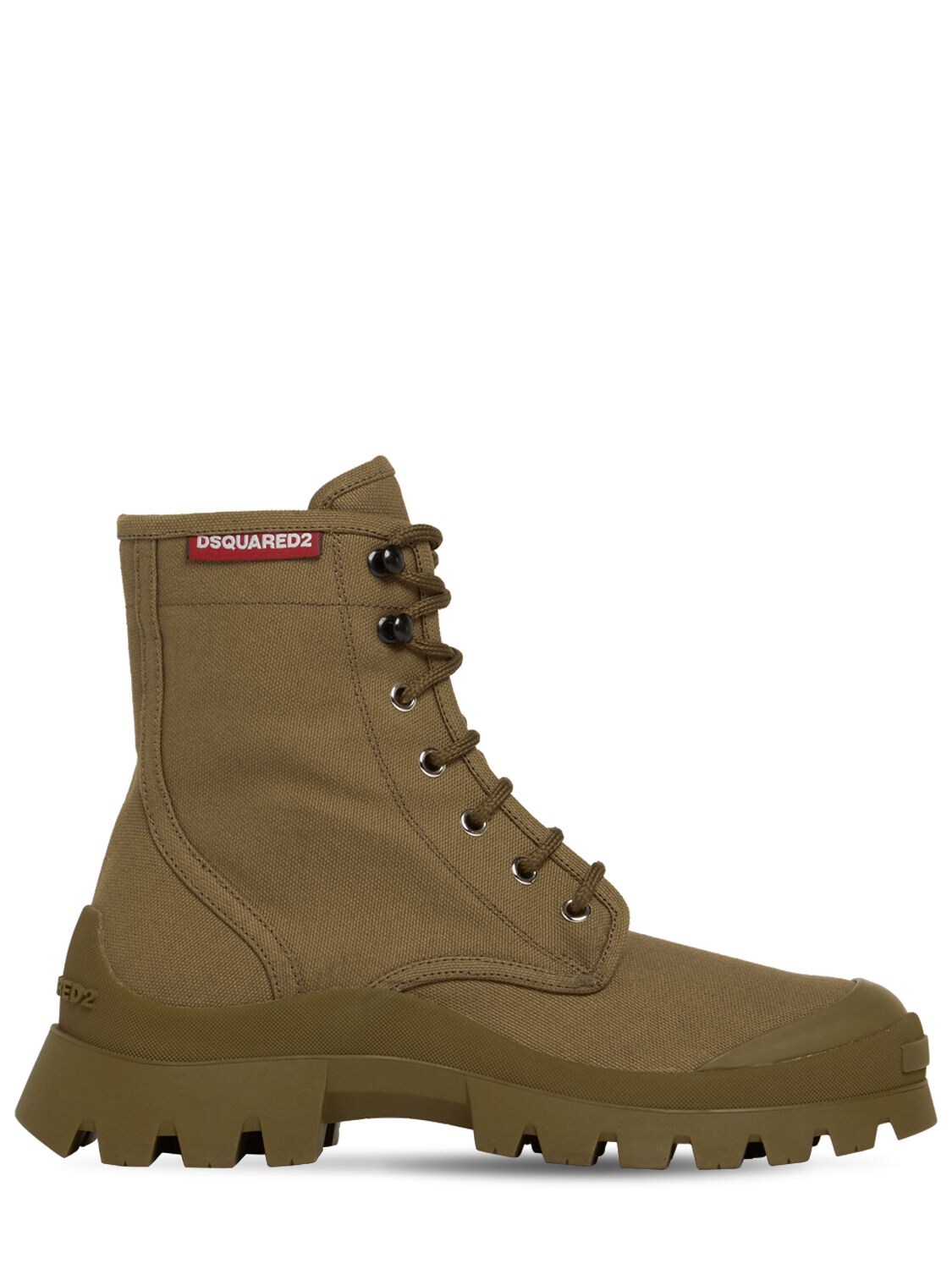 Dsquared2 40mm Tank Canvas Combat Boots In Military Green