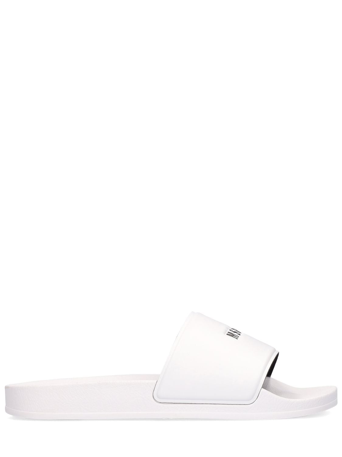 Msgm Logo Print Rubber Slide Sandals In White
