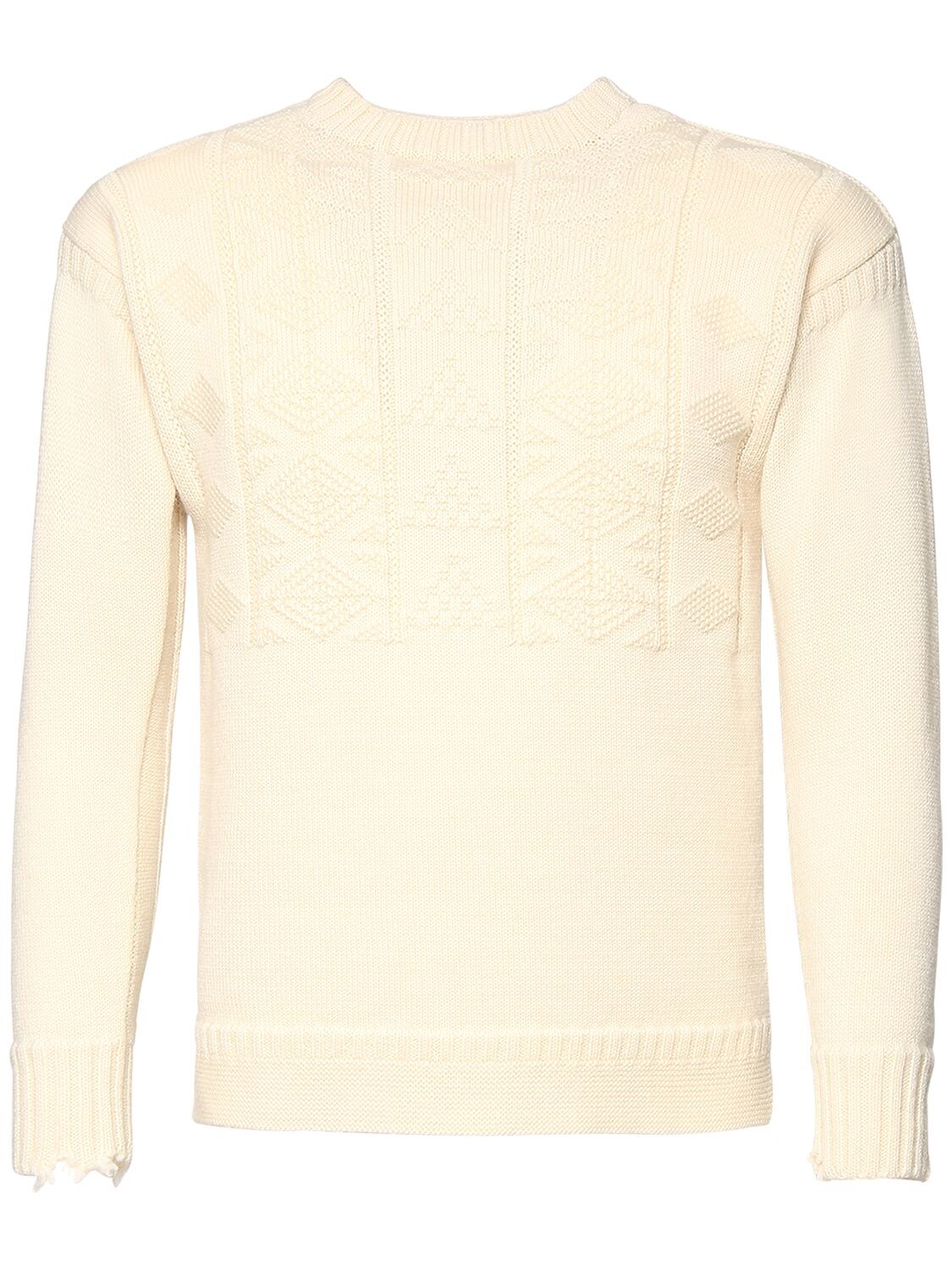 Maison Margiela Wool Cable Knit Sweater In Off White | ModeSens