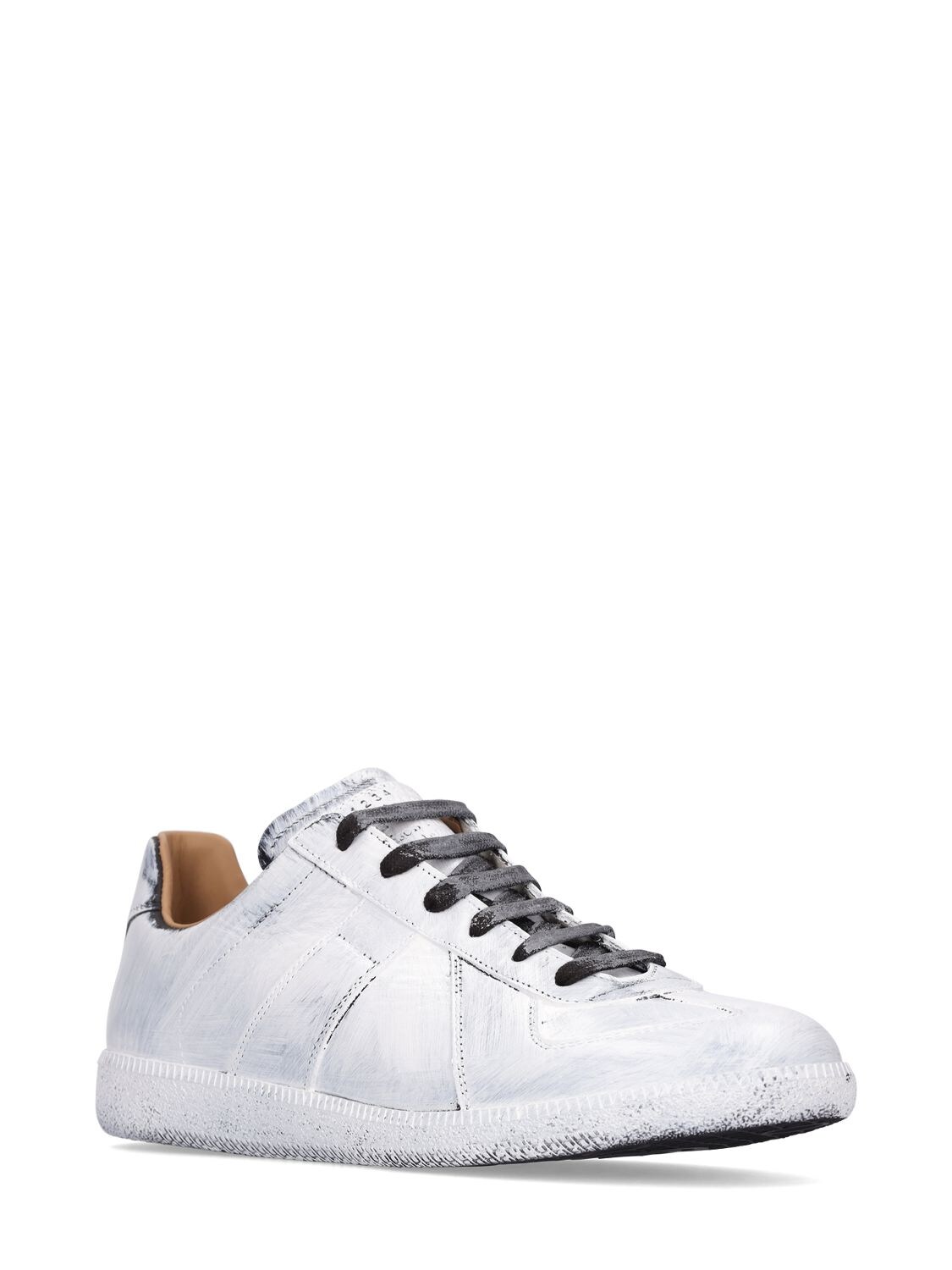 Shop Maison Margiela Replica Bianchetto Leather Low Sneakers In White