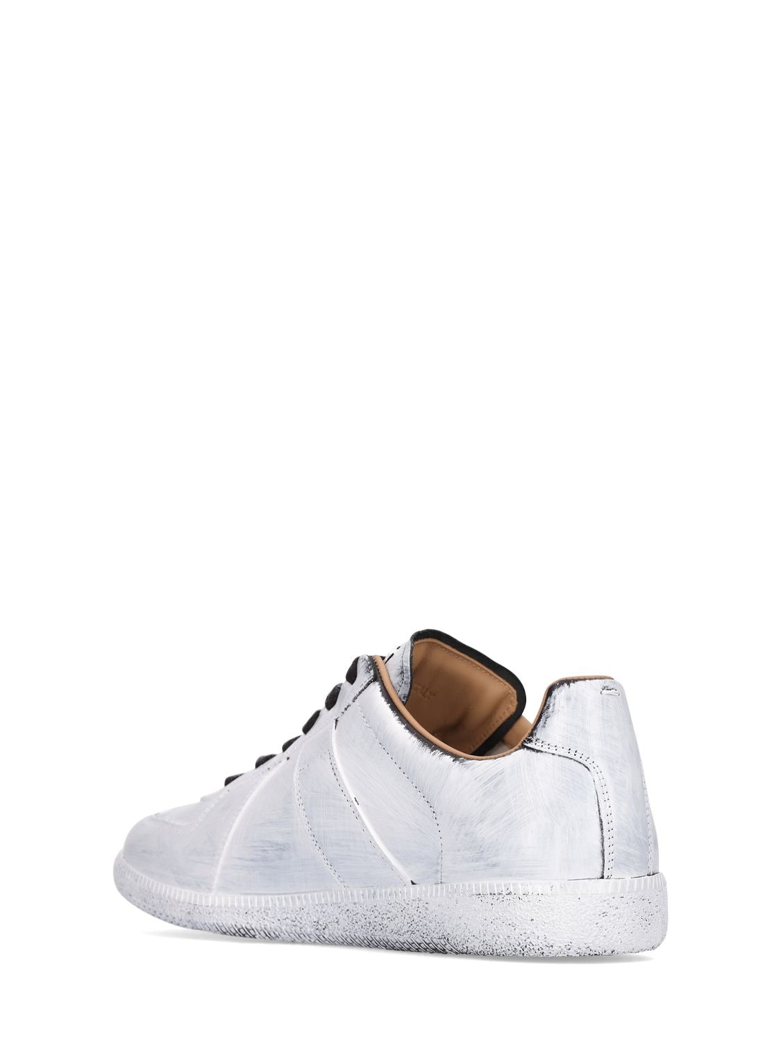 Shop Maison Margiela Replica Bianchetto Leather Low Sneakers In White