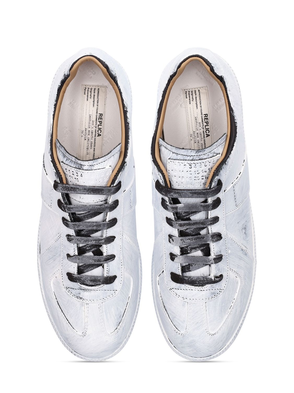 Shop Maison Margiela Replica Bianchetto Leather Low Sneakers In White