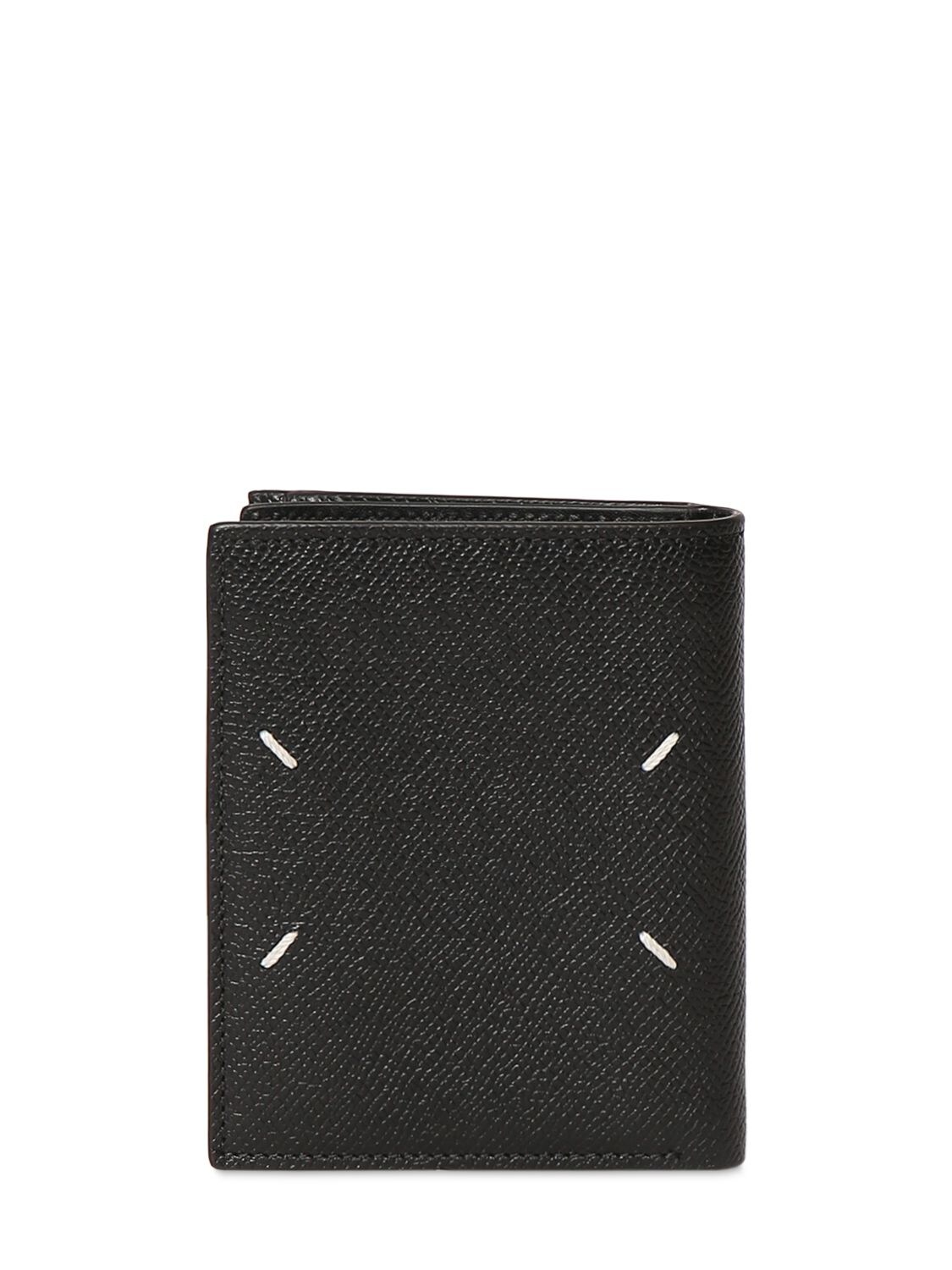 Shop Maison Margiela Grained Leather Billfold Wallet In Black