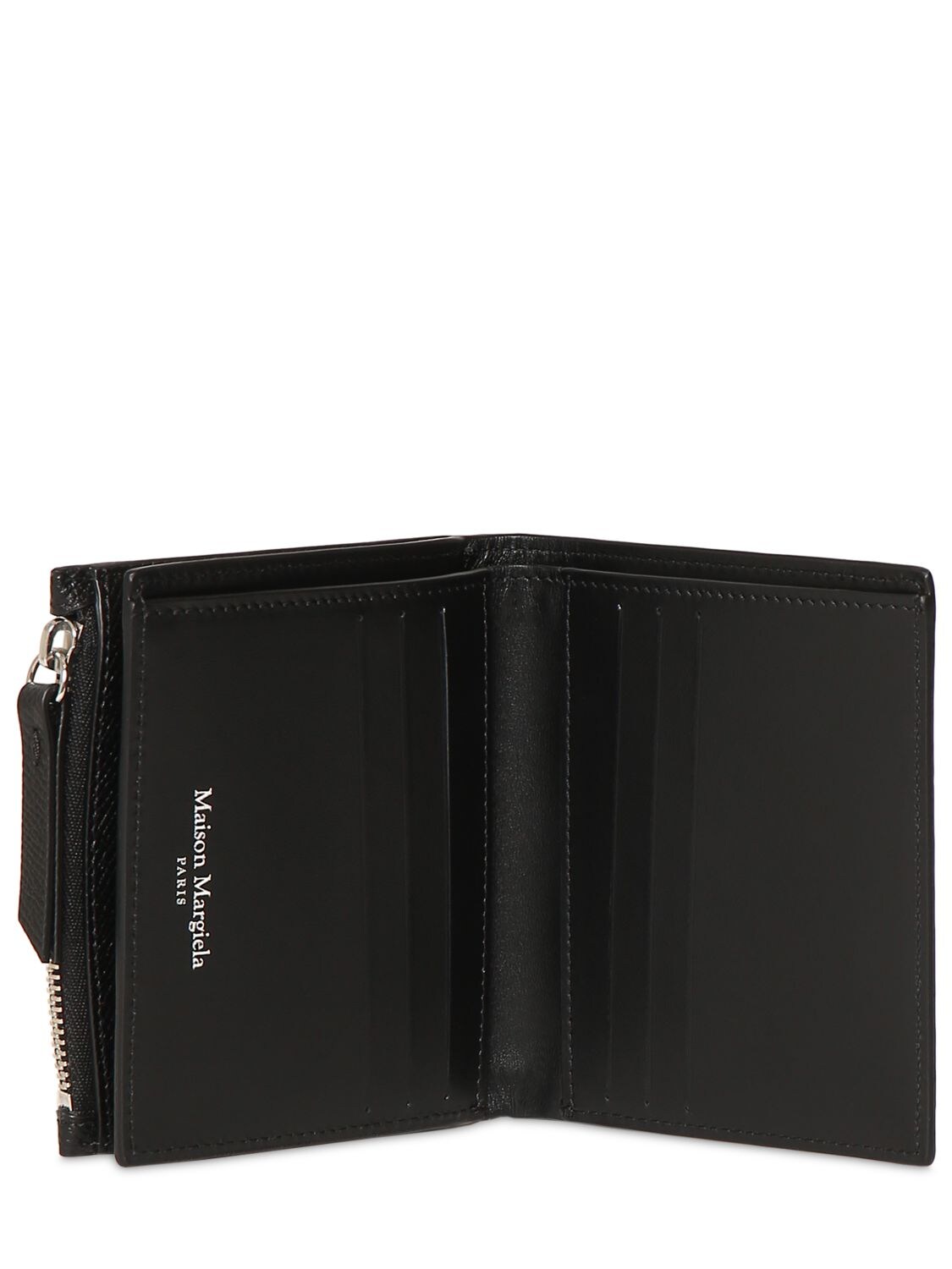 Shop Maison Margiela Grained Leather Billfold Wallet In Black