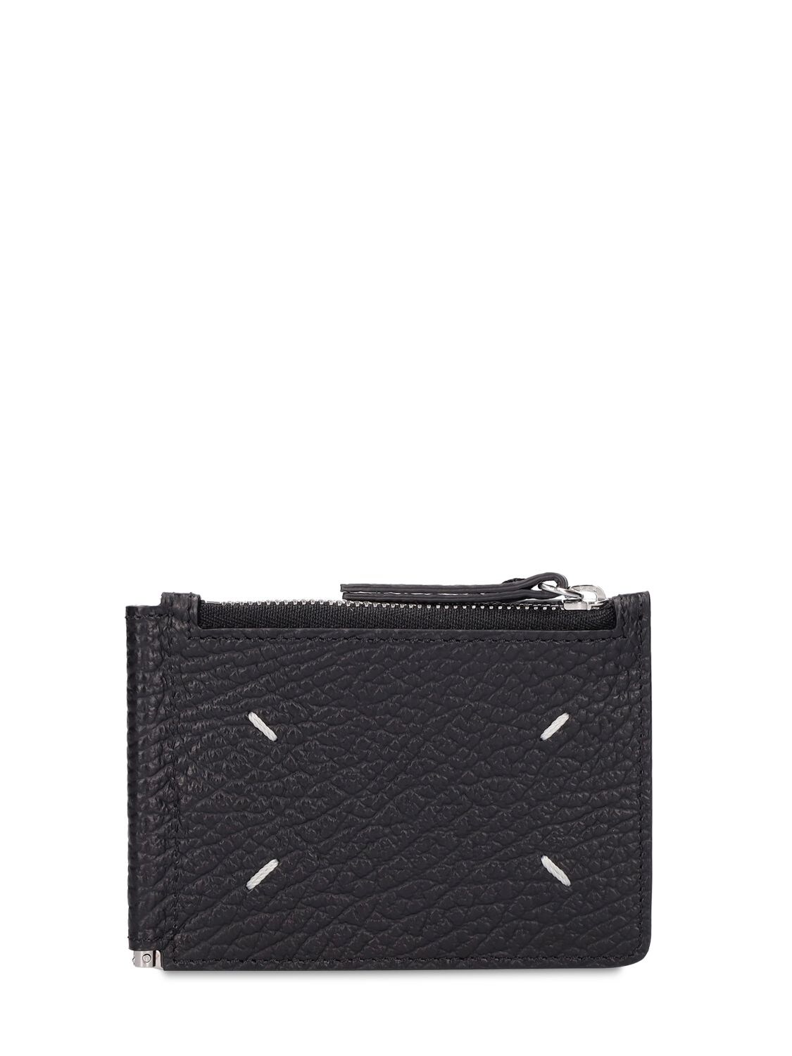 Shop Maison Margiela Grained Leather Billfold Wallet In Black