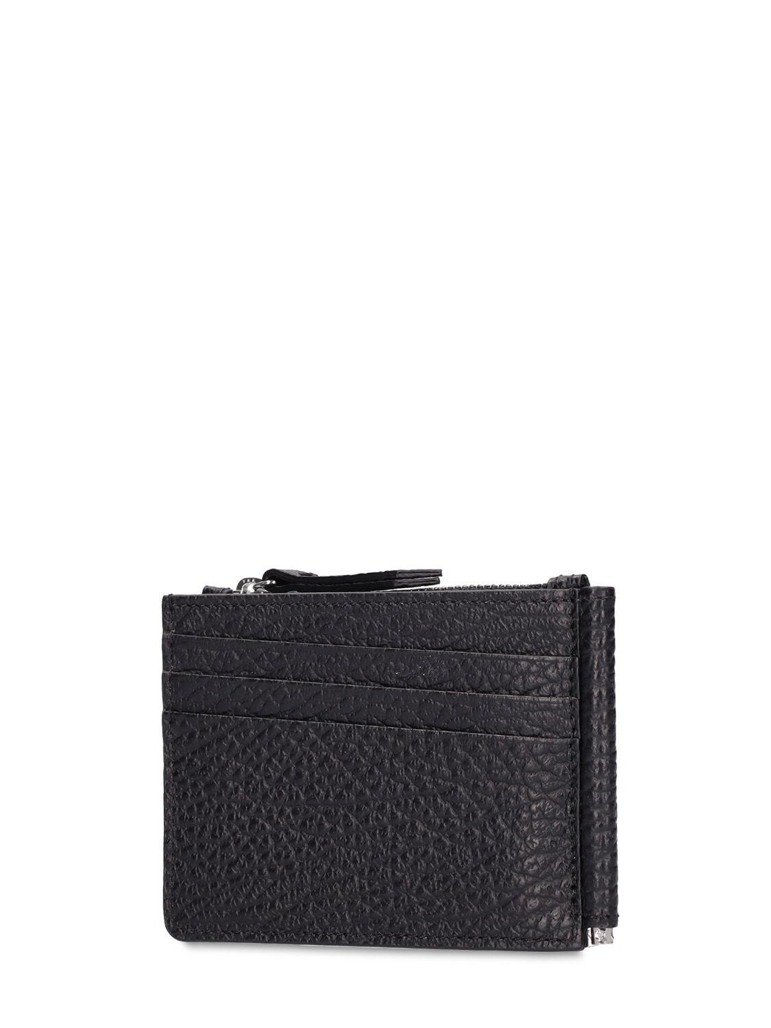 Shop Maison Margiela Grained Leather Billfold Wallet In Black