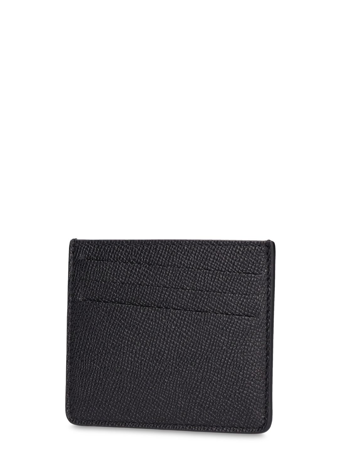 Shop Maison Margiela Grained Leather Card Holder In Black