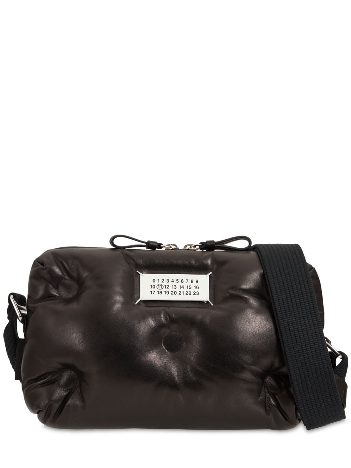 Maison Margiela Glam Slam Shiny Leather Crossbody Bag In Black
