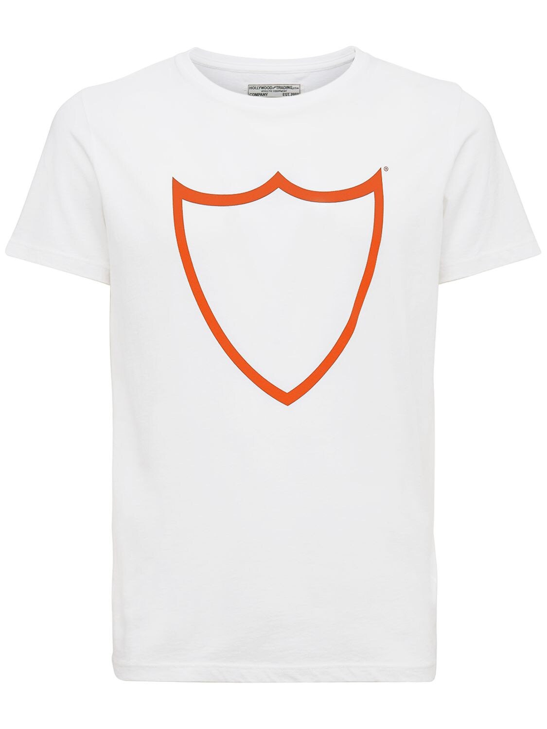 Htc Los Angeles Logo Print Cotton T-shirt In White,orange