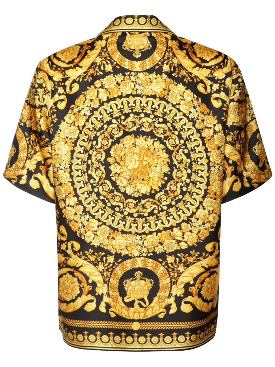 Shop Versace Barocco Print Silk Shirt In Black,gold