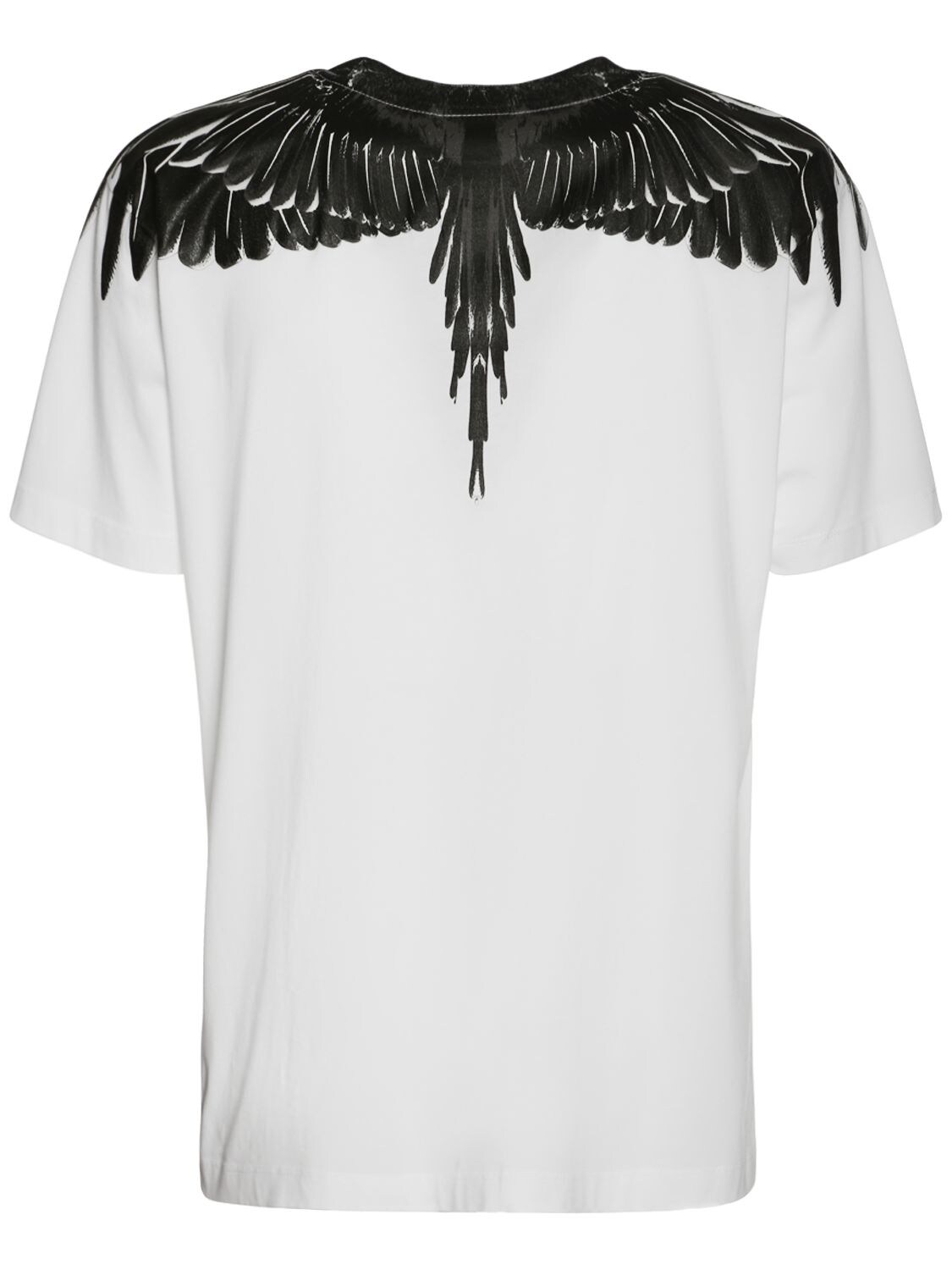 Shop Marcelo Burlon County Of Milan Icon Wings Print Cotton Jersey T-shirt In White,black