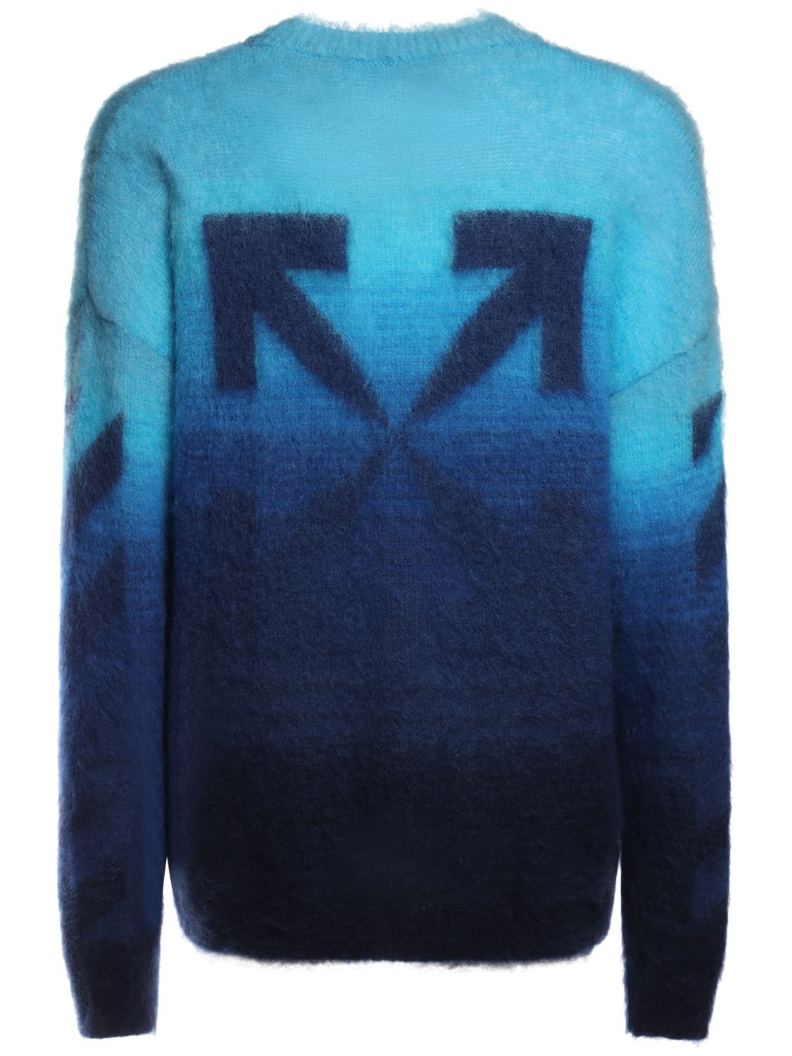 Off-white Diag Arrow Knit Mohair Blend Sweater In Cyan Blue ModeSens