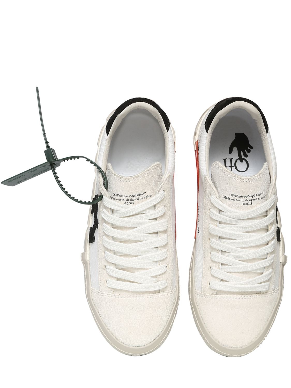 Off-white Low Vulcanized Suede-trimmed Canvas Sneakers In White,black ...