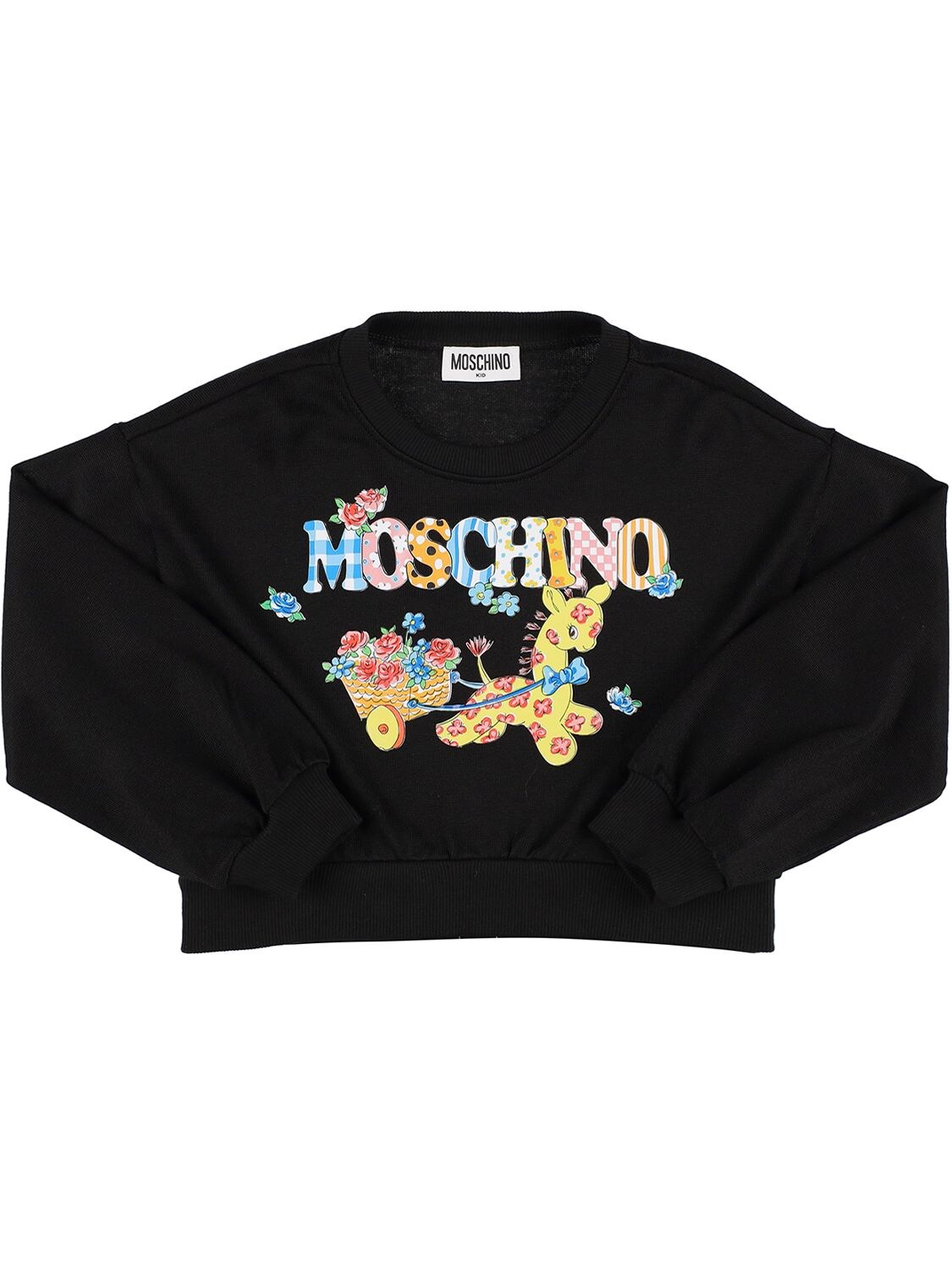 Moschino Kids' Logo Printed Cotton Sweatshirt In Black