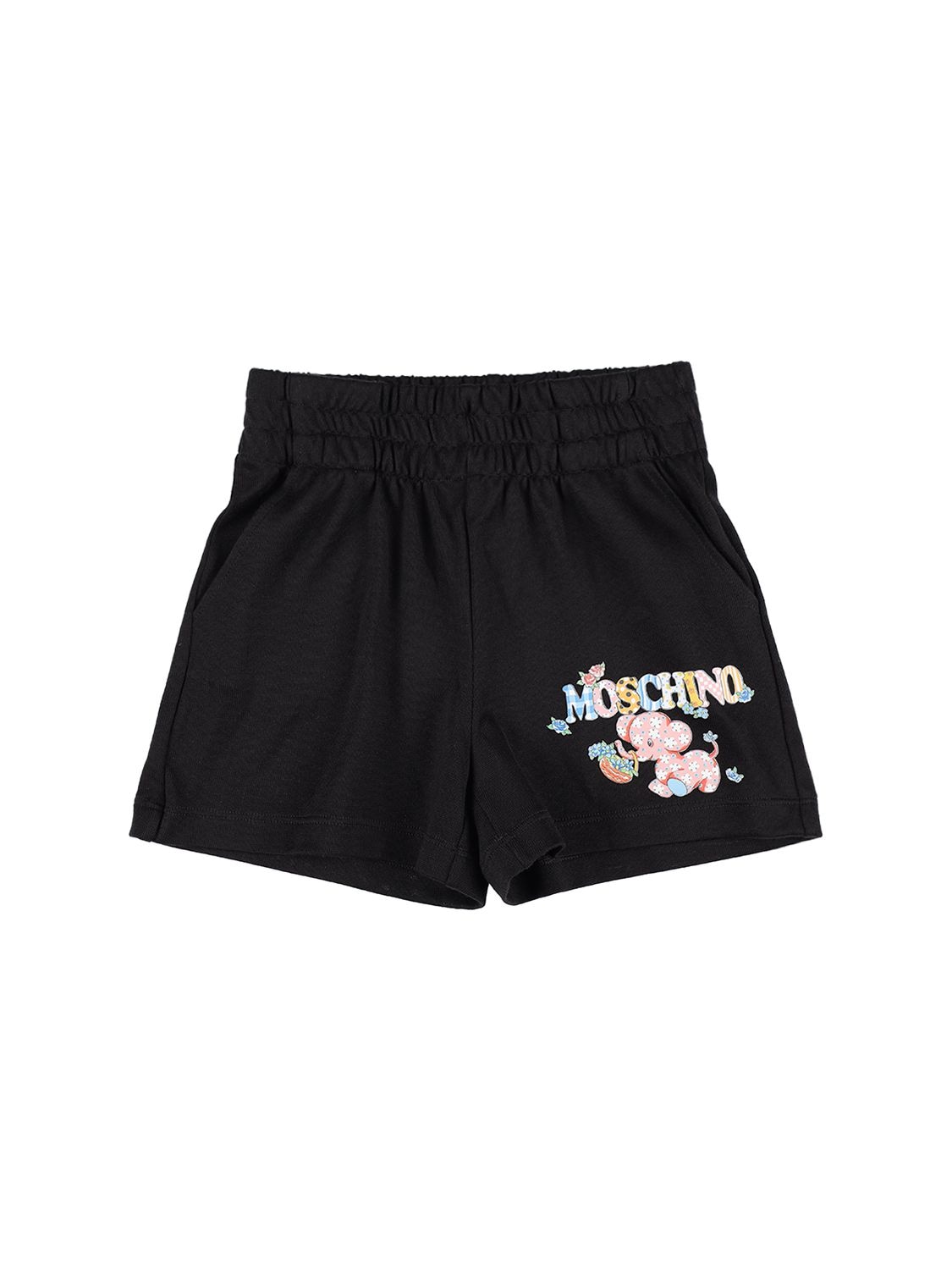 Moschino Kids' Logo Printed Cotton Sweat Shorts In Black