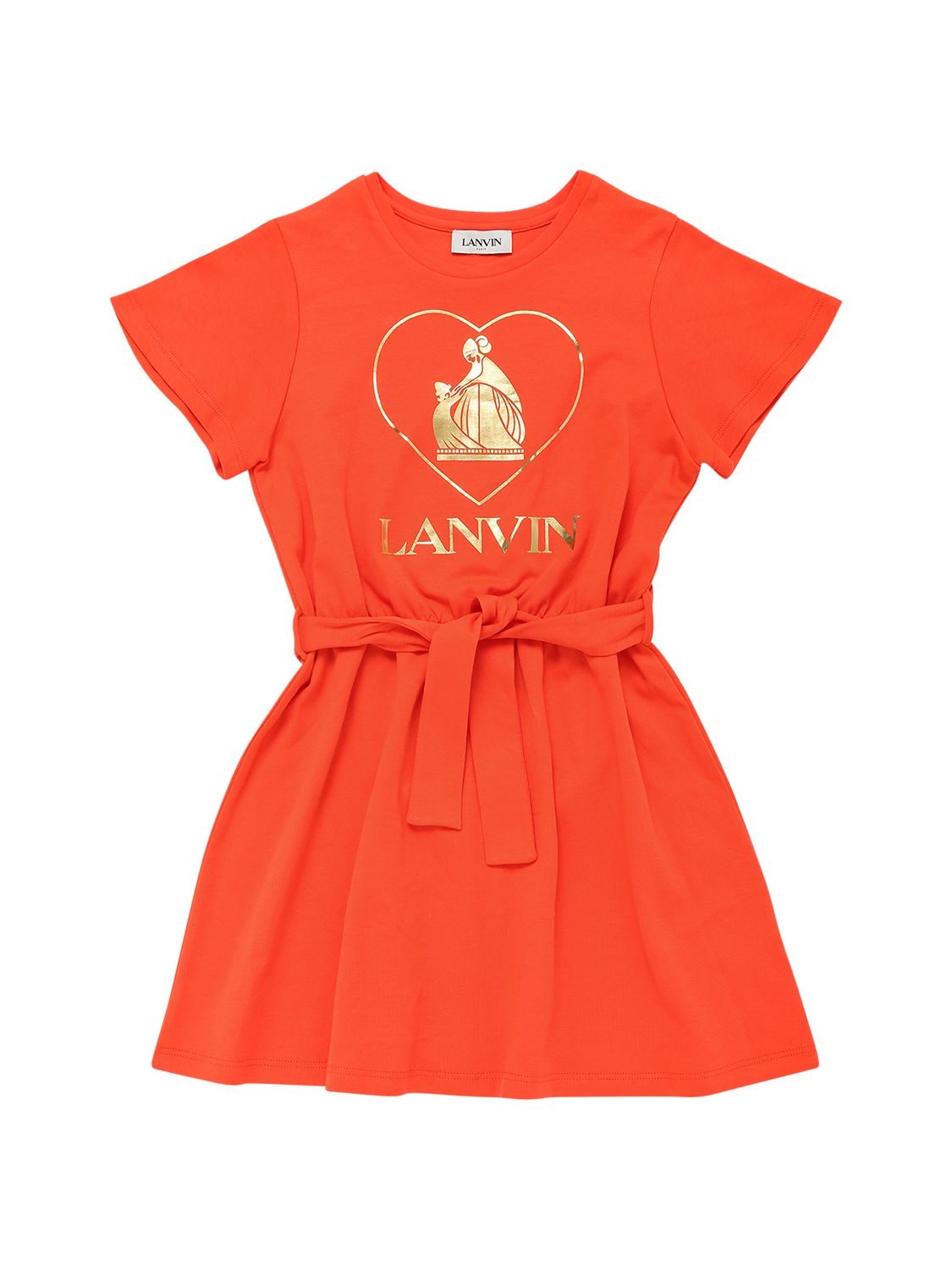 Lanvin Kids' Logo Interlock T-shirt Dress W/belt In Red
