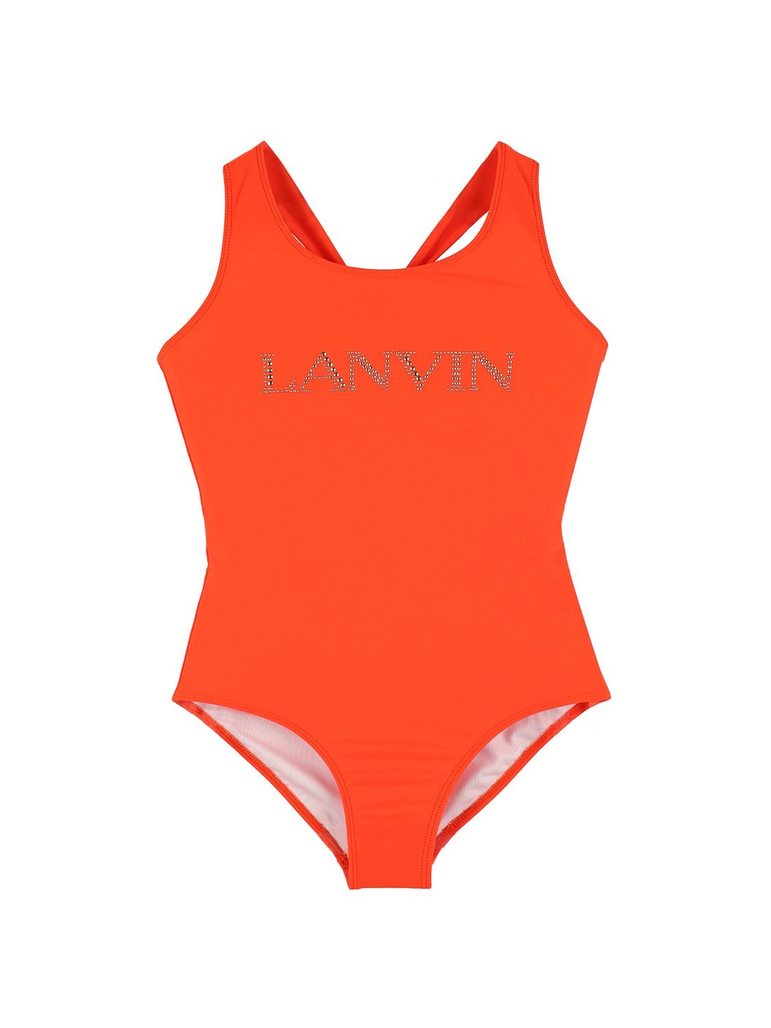 Lanvin Kids' Logo Print One Piece Swimsuit In Orange
