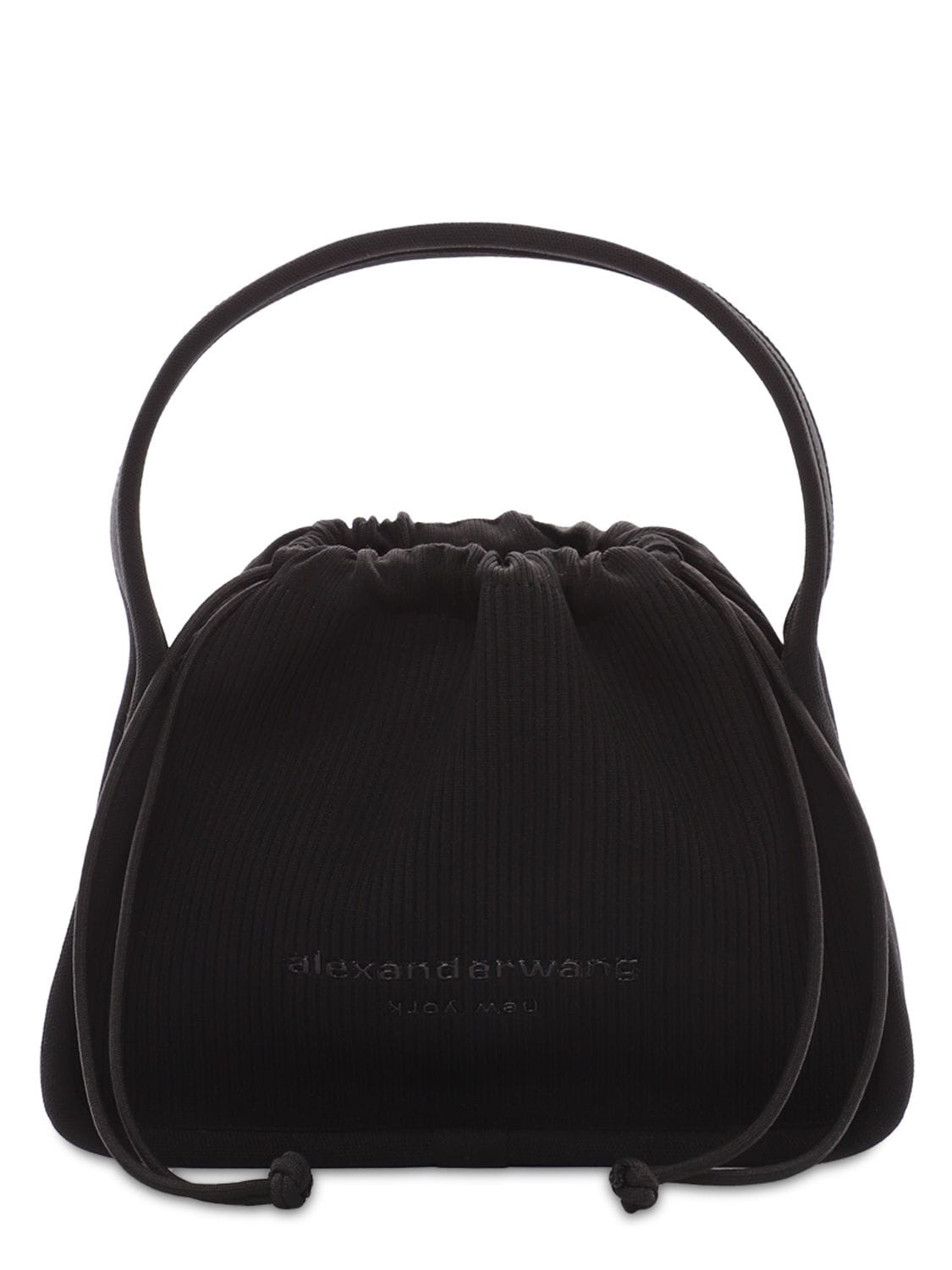 Alexander Wang Small Ryan Ribbed Nylon Top Handle Bag In Black