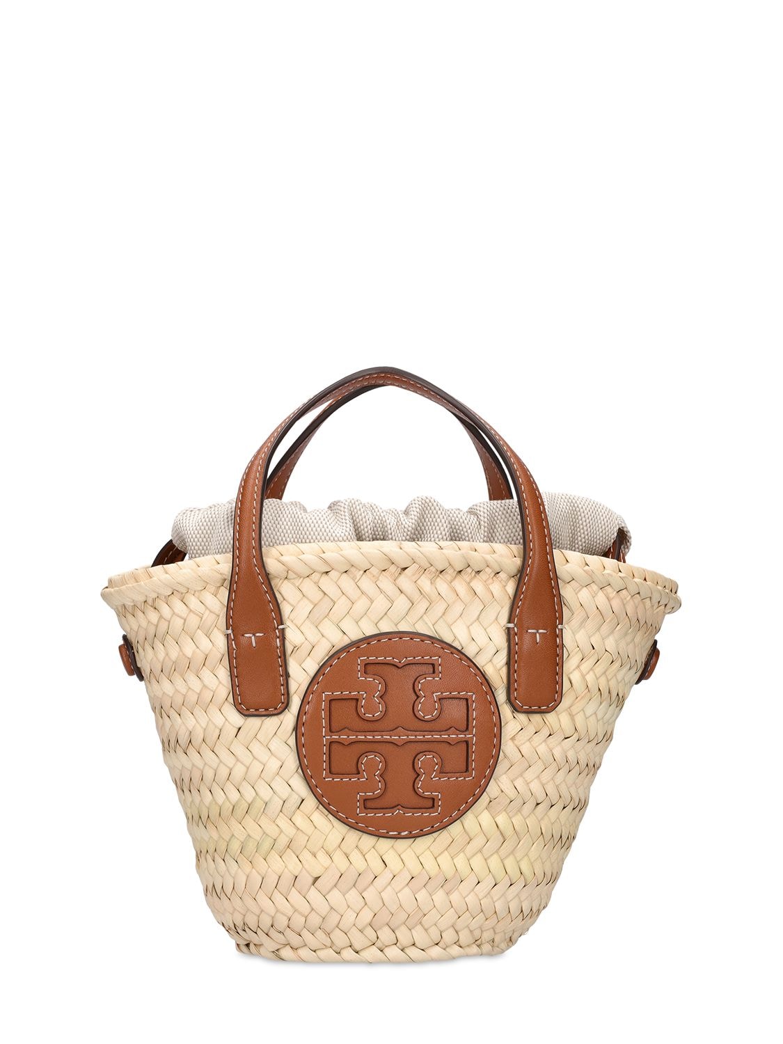 Mini Ella Straw & Leather Basket Bag
