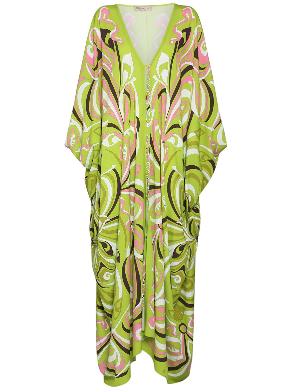 Printed Fluid Viscose Long Caftan Dress