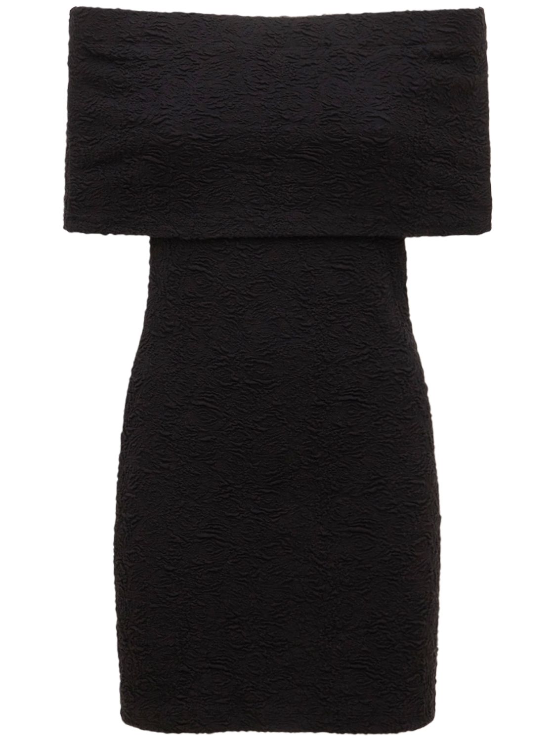 Msgm Black Cotton Blend Dress With Off Shoulders In Black