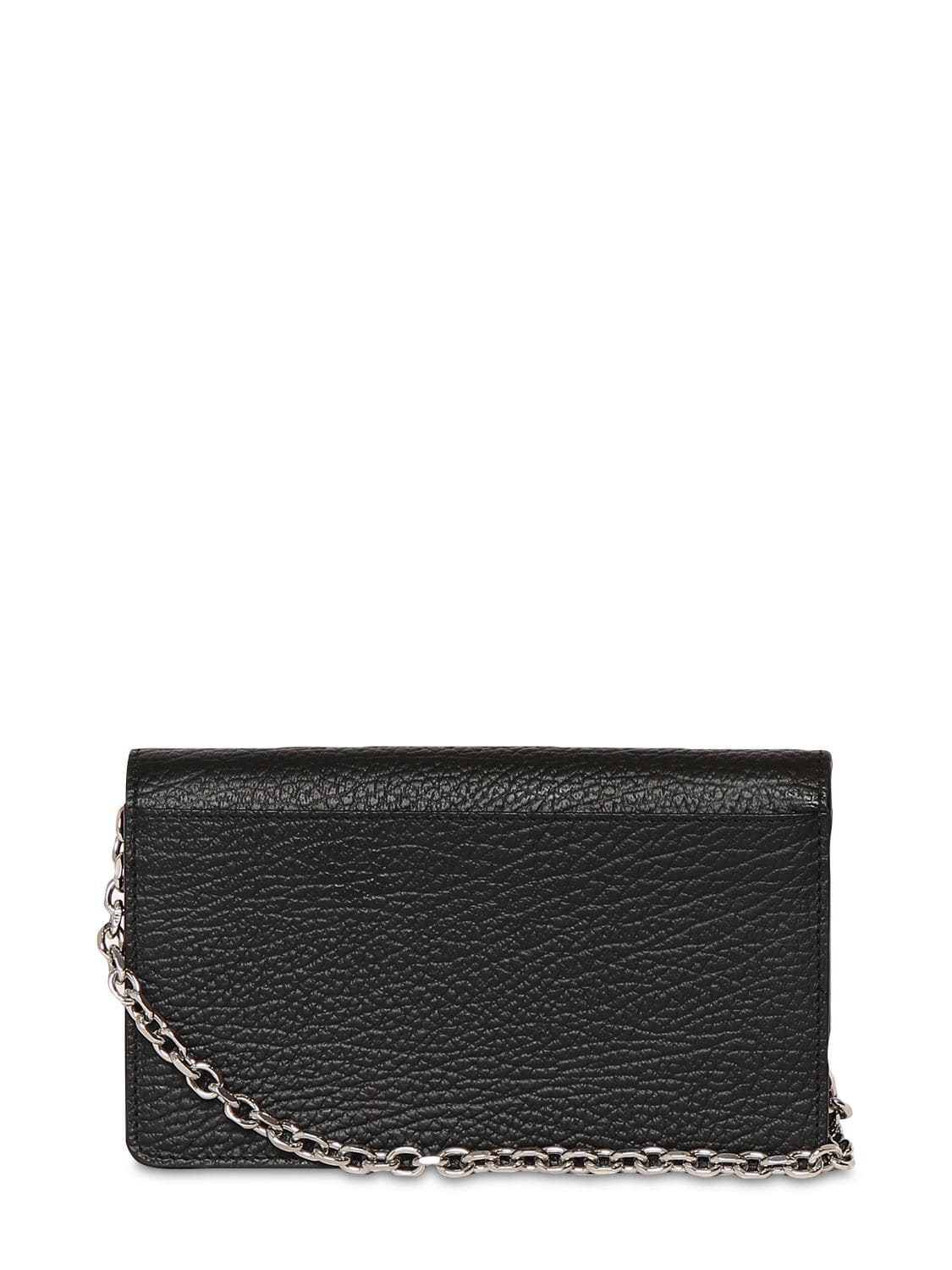 Shop Maison Margiela Medium Grain Leather Shoulder Bag In 블랙