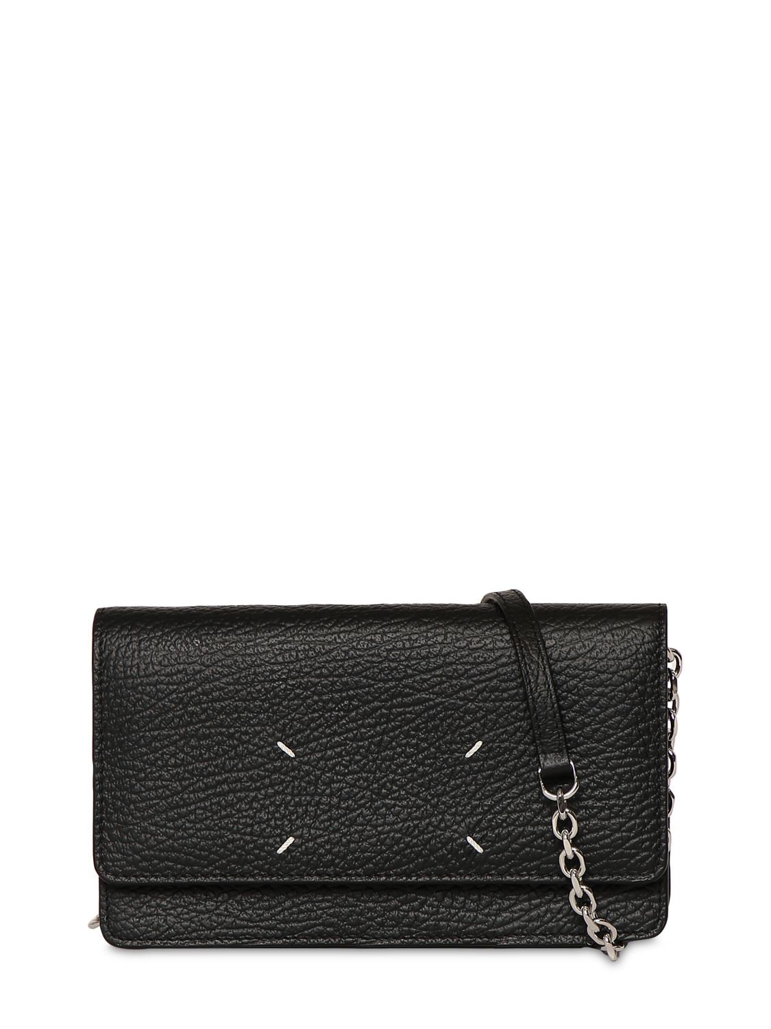 Maison Margiela Large Grain Leather Shoulder Bag In 블랙