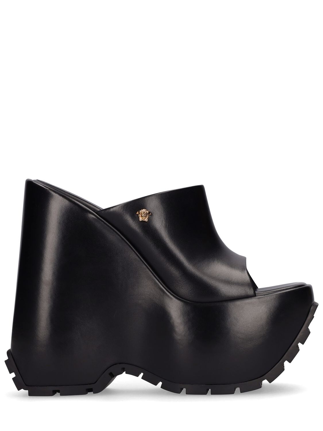 VERSACE 160mm Leather Wedge Mules
