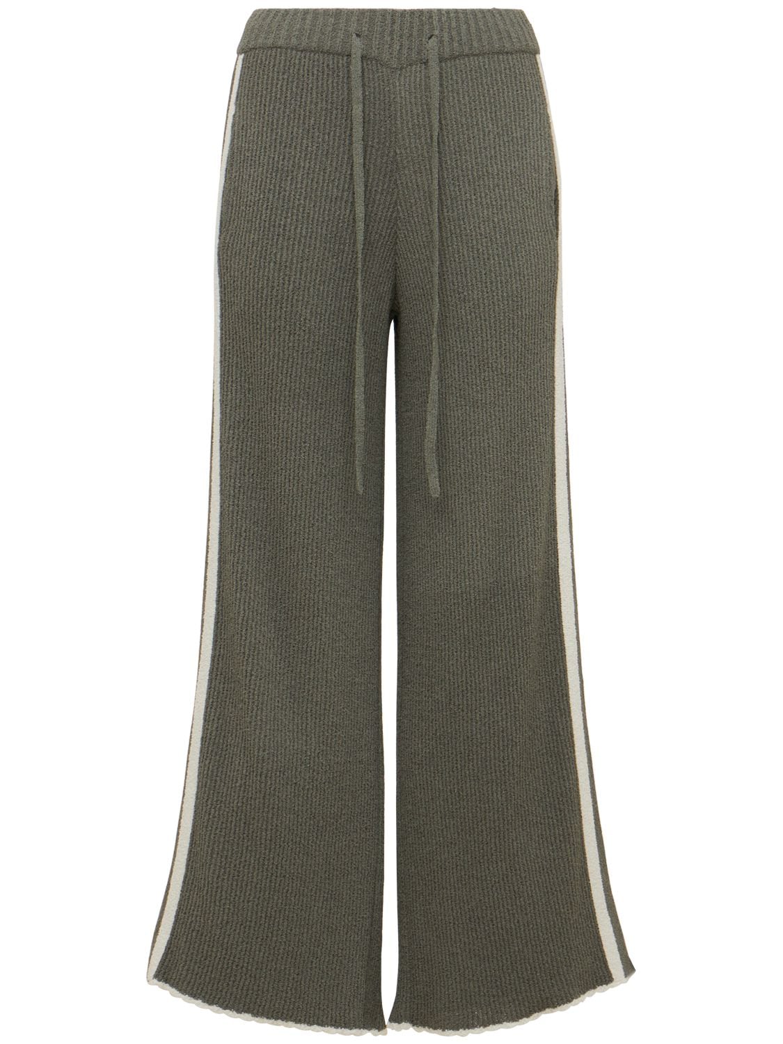 Maison Margiela Wide Leg Knit Trousers In Sage White | ModeSens GB