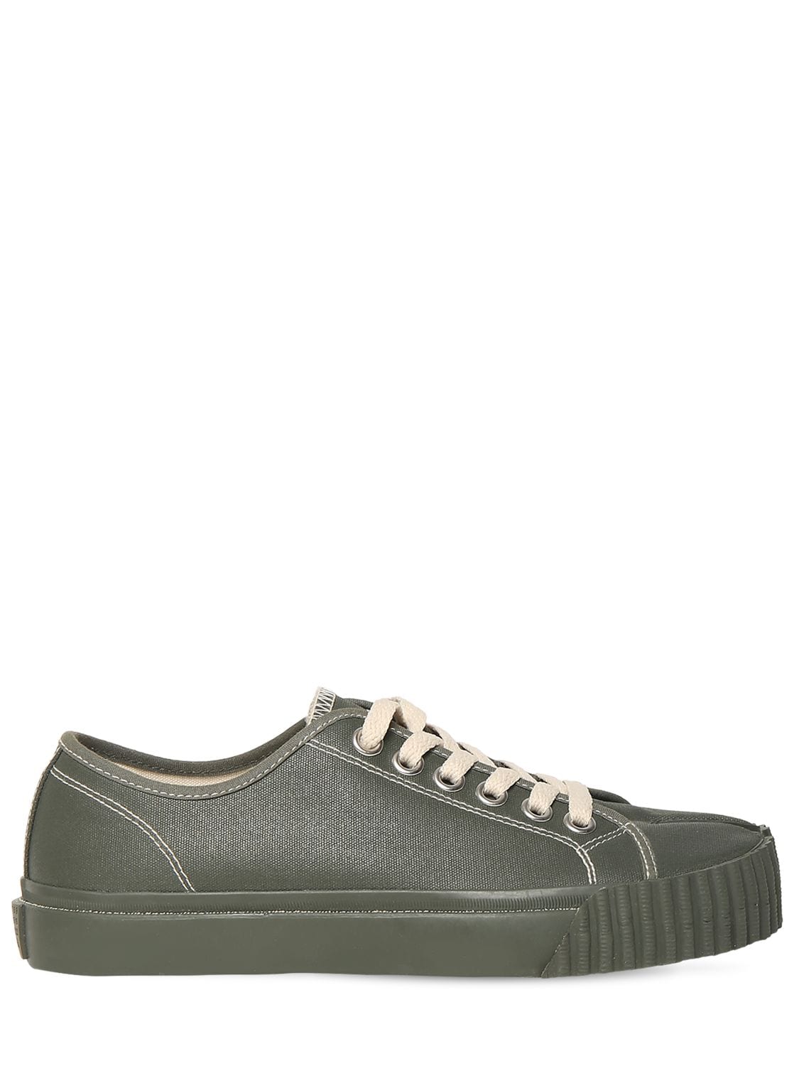 Maison Margiela 10mm Tabi Rubberized Canvas Sneakers In Olive Green ...