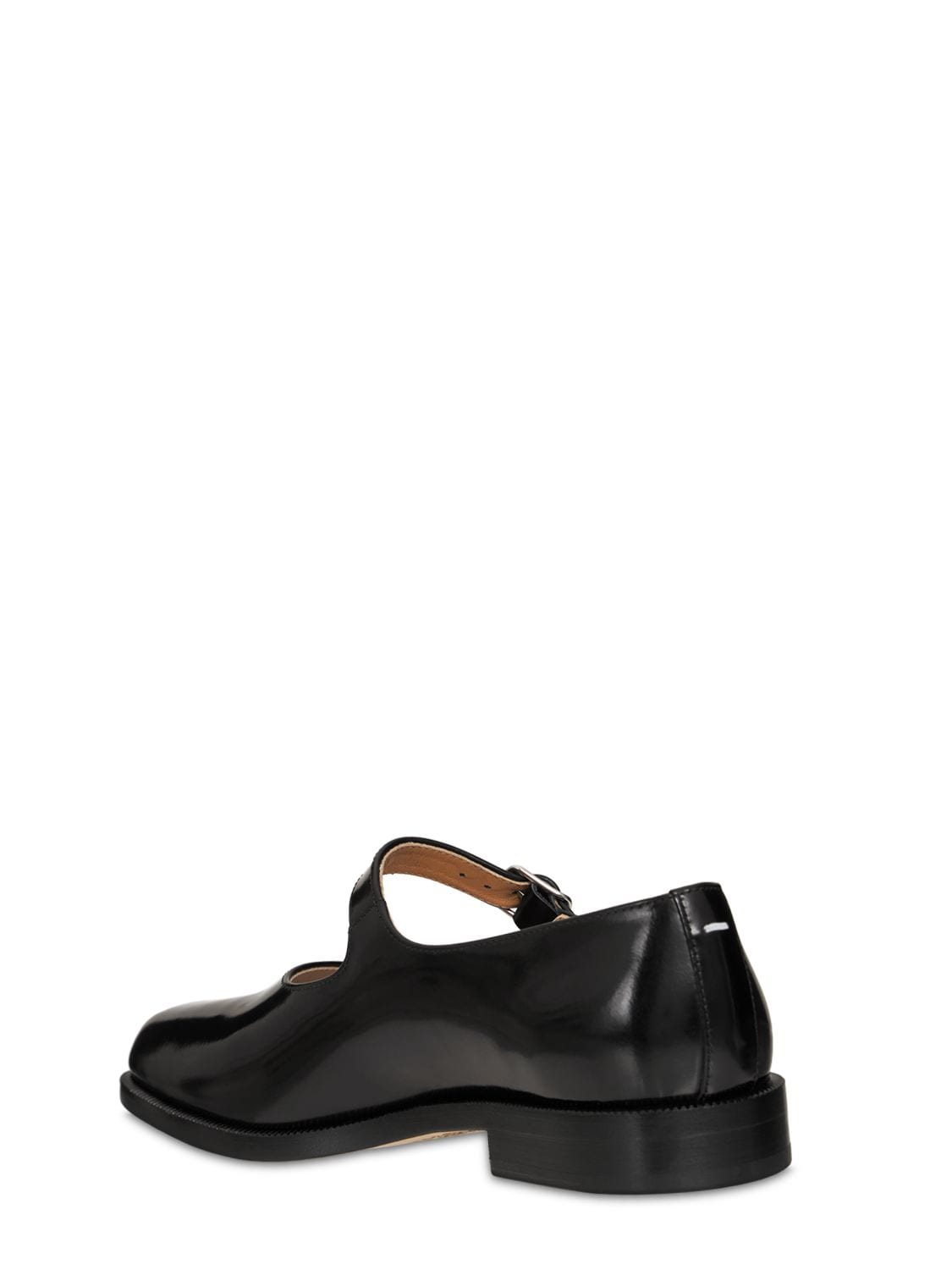 Shop Maison Margiela 20mm Tabi Brushed Leather Mary Janes In Black