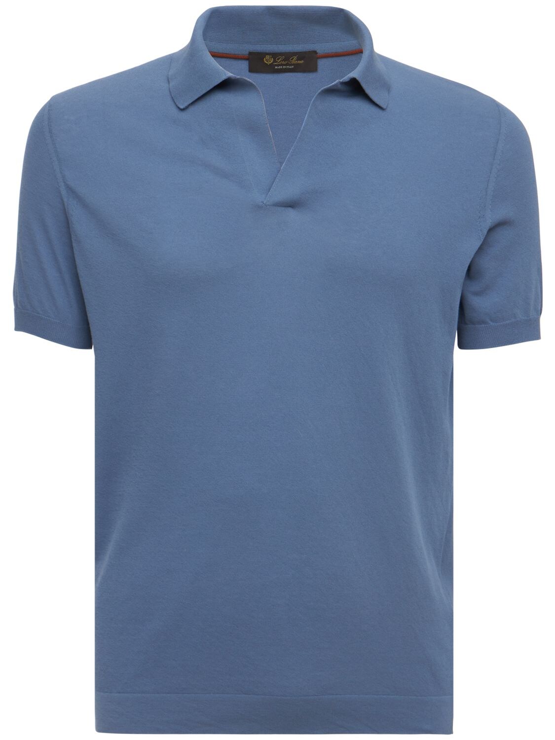 Loro Piana New Bay Cotton Polo Shirt In Stonewash Blue