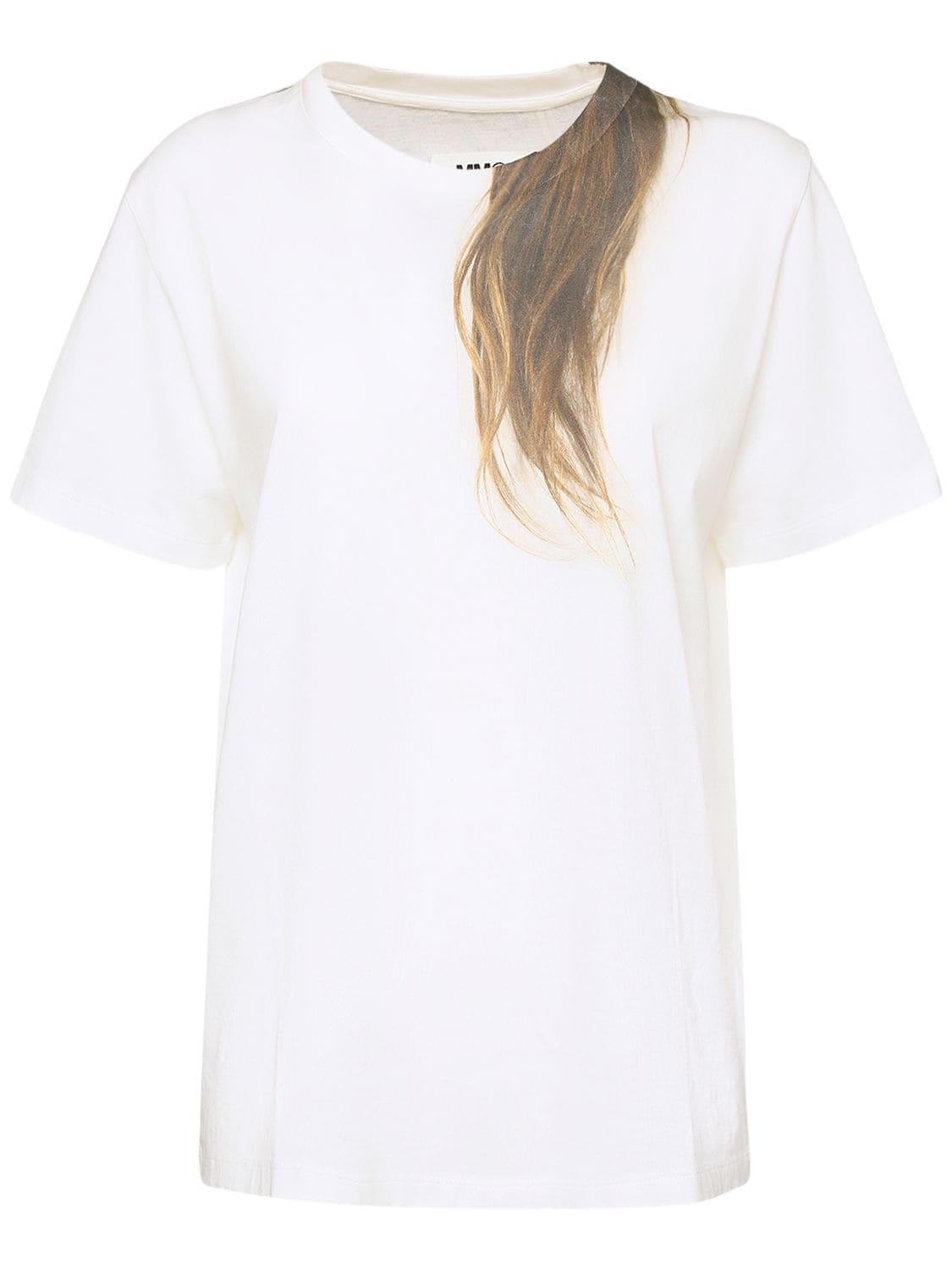 Mm6 Maison Margiela Hair Print Cotton Jersey T-shirt In White