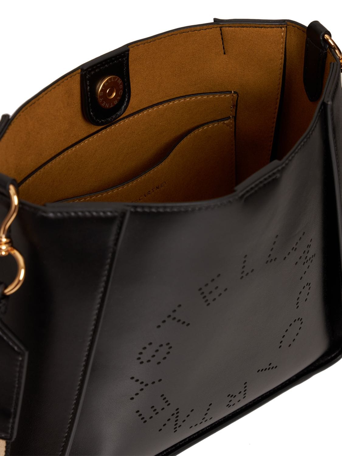 Shop Stella Mccartney Tiny Eco Shiny Dotted Chamois Bag In Чёрный