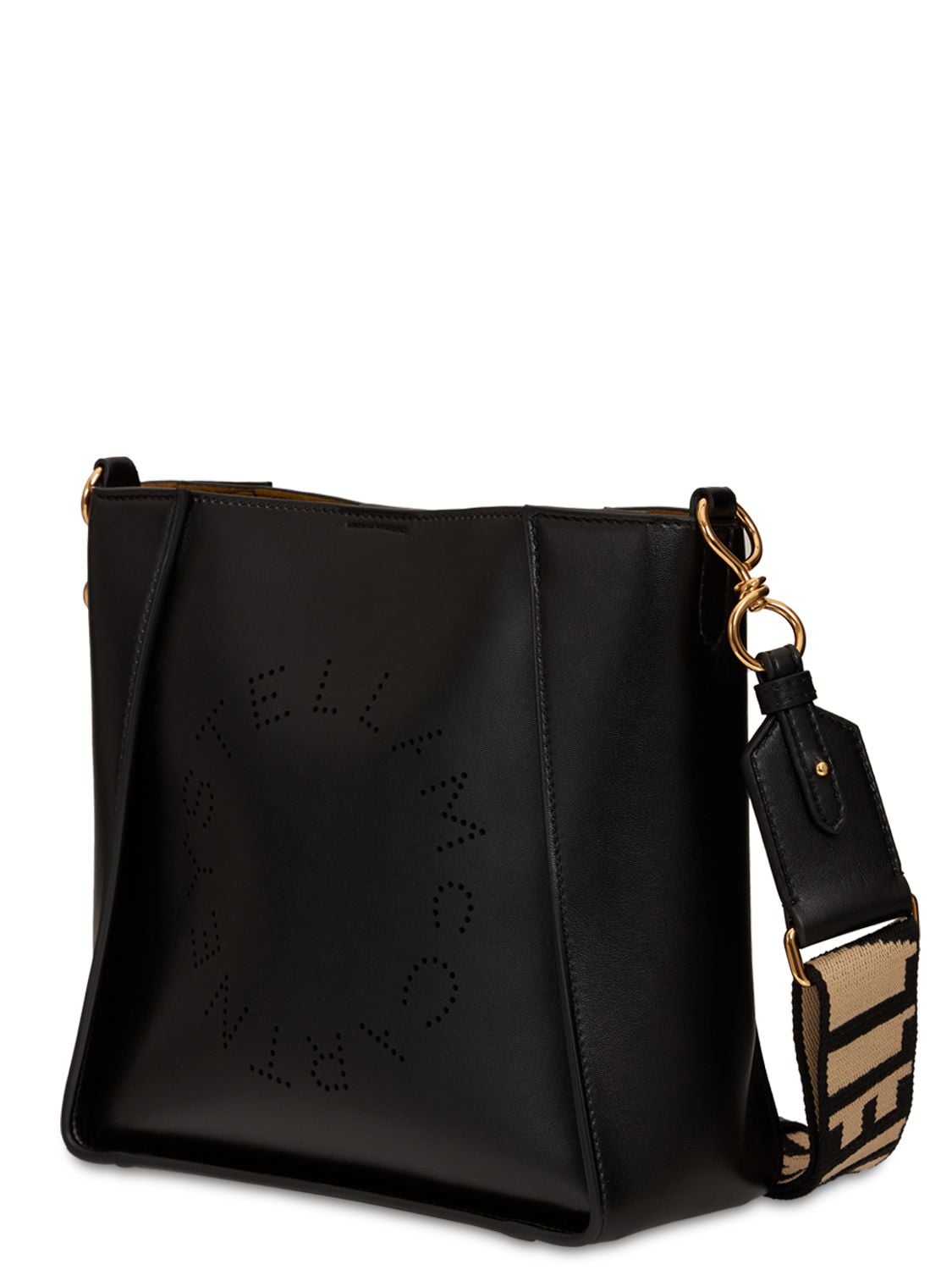 Shop Stella Mccartney Tiny Eco Shiny Dotted Chamois Bag In Чёрный