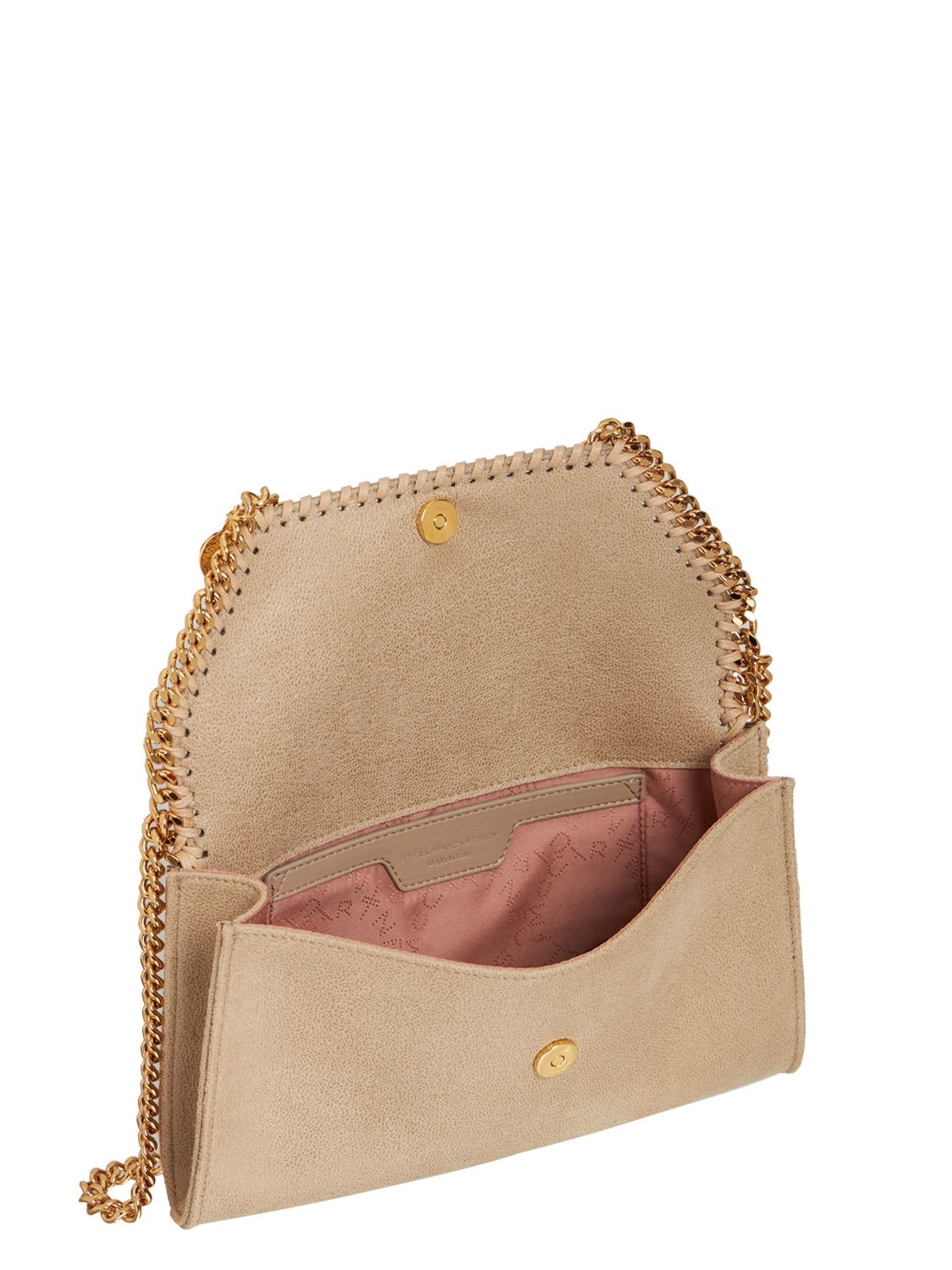 Shop Stella Mccartney Mini Falabella Faux Leather Bag In Butter Cream