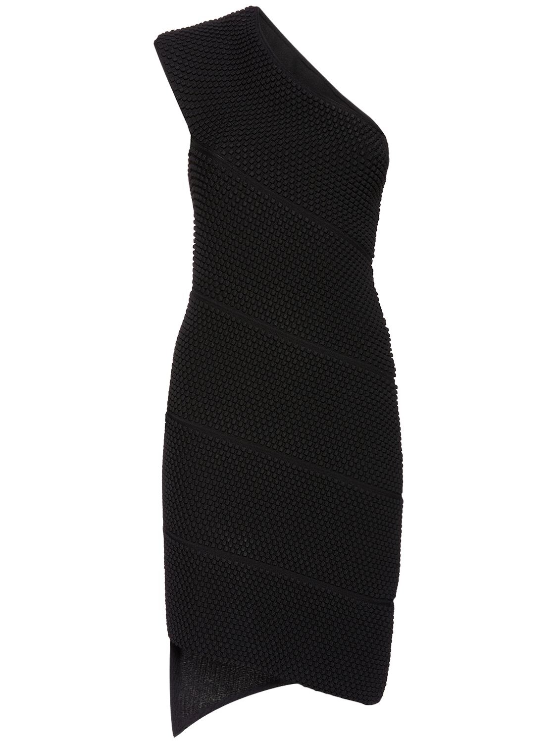 BOTTEGA VENETA ONE SHOULDER  KNITTED MINI DRESS