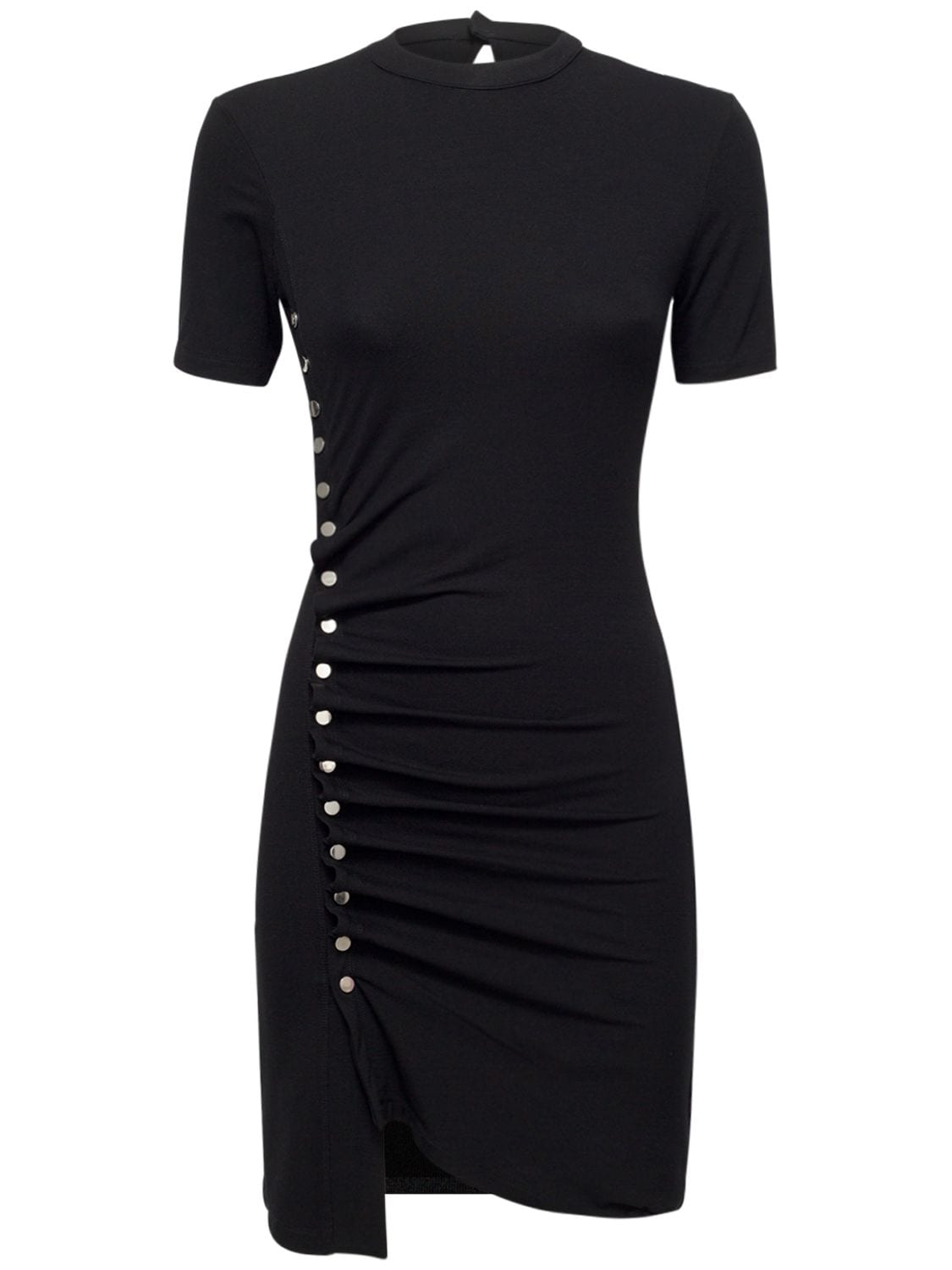 Shop Rabanne Viscose Jersey Mini Dress In Black
