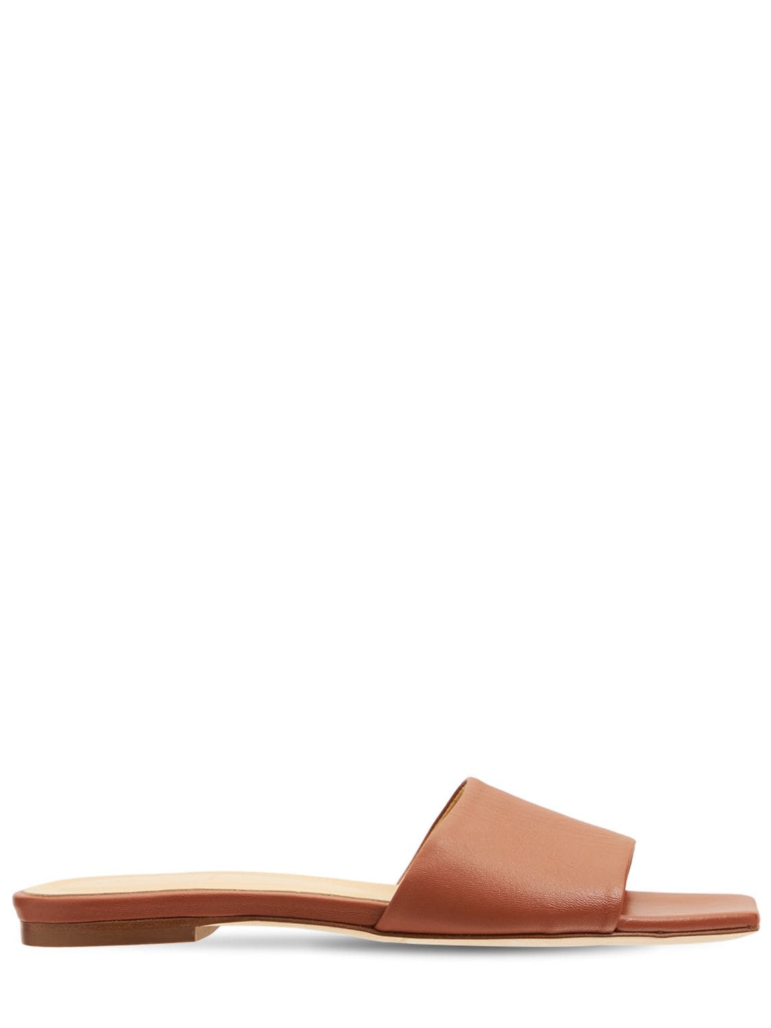 Aeyde 10mm Anna Leather Slide Flats In Brandy