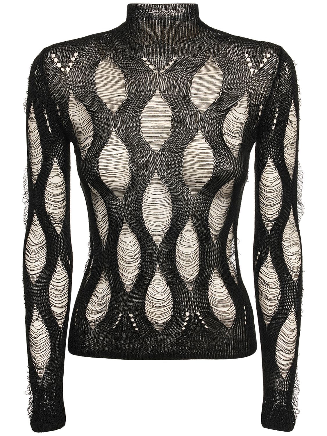 Dion Lee Linen Viscose Knit Sweater In Black ModeSens