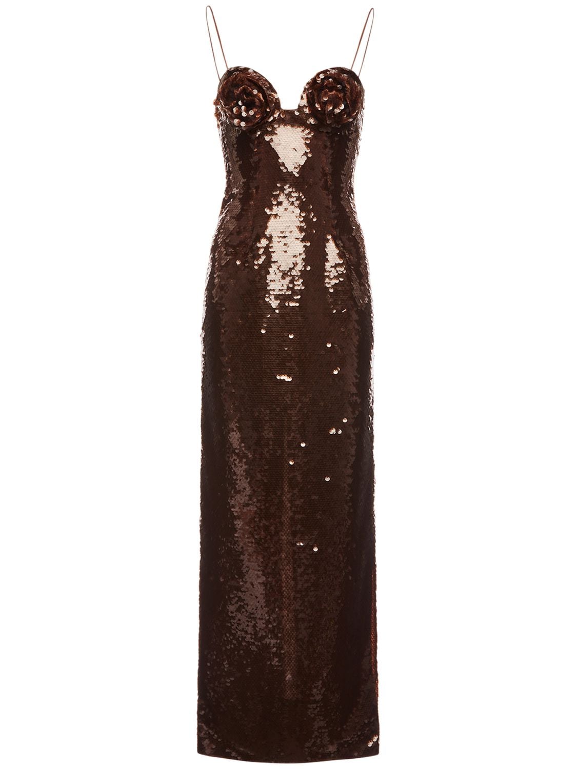 Magda Butrym Roses Sequined Evening Dress In Brown | ModeSens