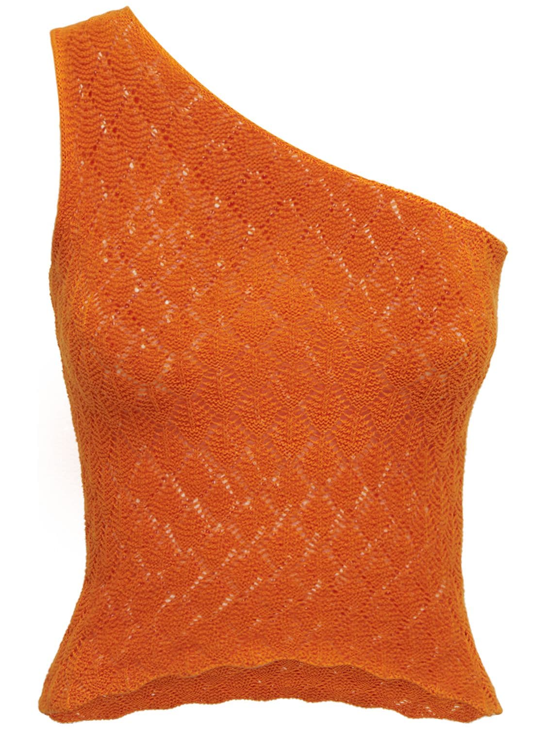 Gimaguas Isola One Shoulder Crochet Cotton Top In Orange | ModeSens