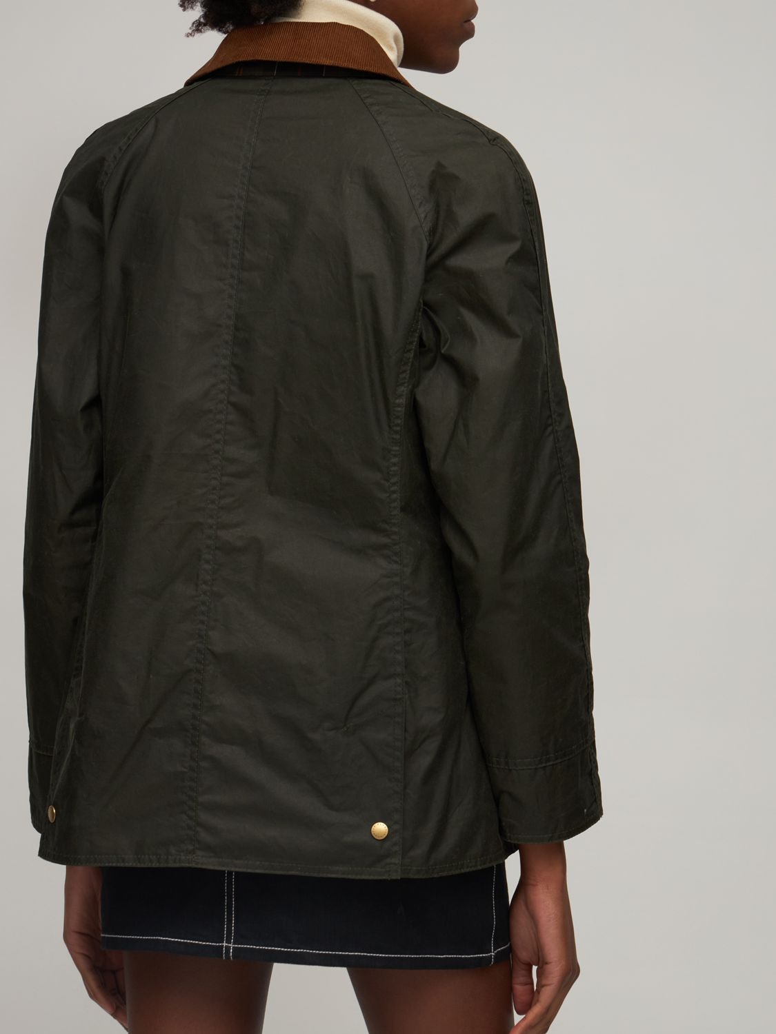 Shop Barbour Beadnell Lightweight Waxed Cotton Jacket In Olive Green