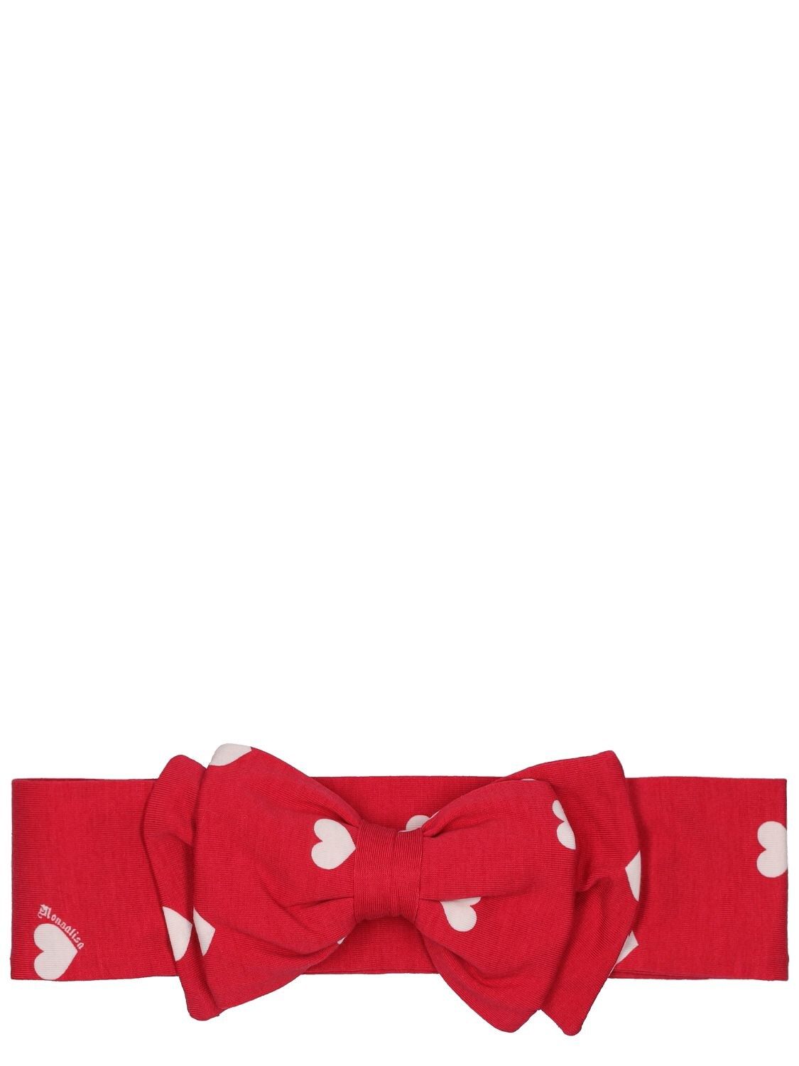 Monnalisa Babies' Heart Cotton Headband W/ Bow Appliqués In Red