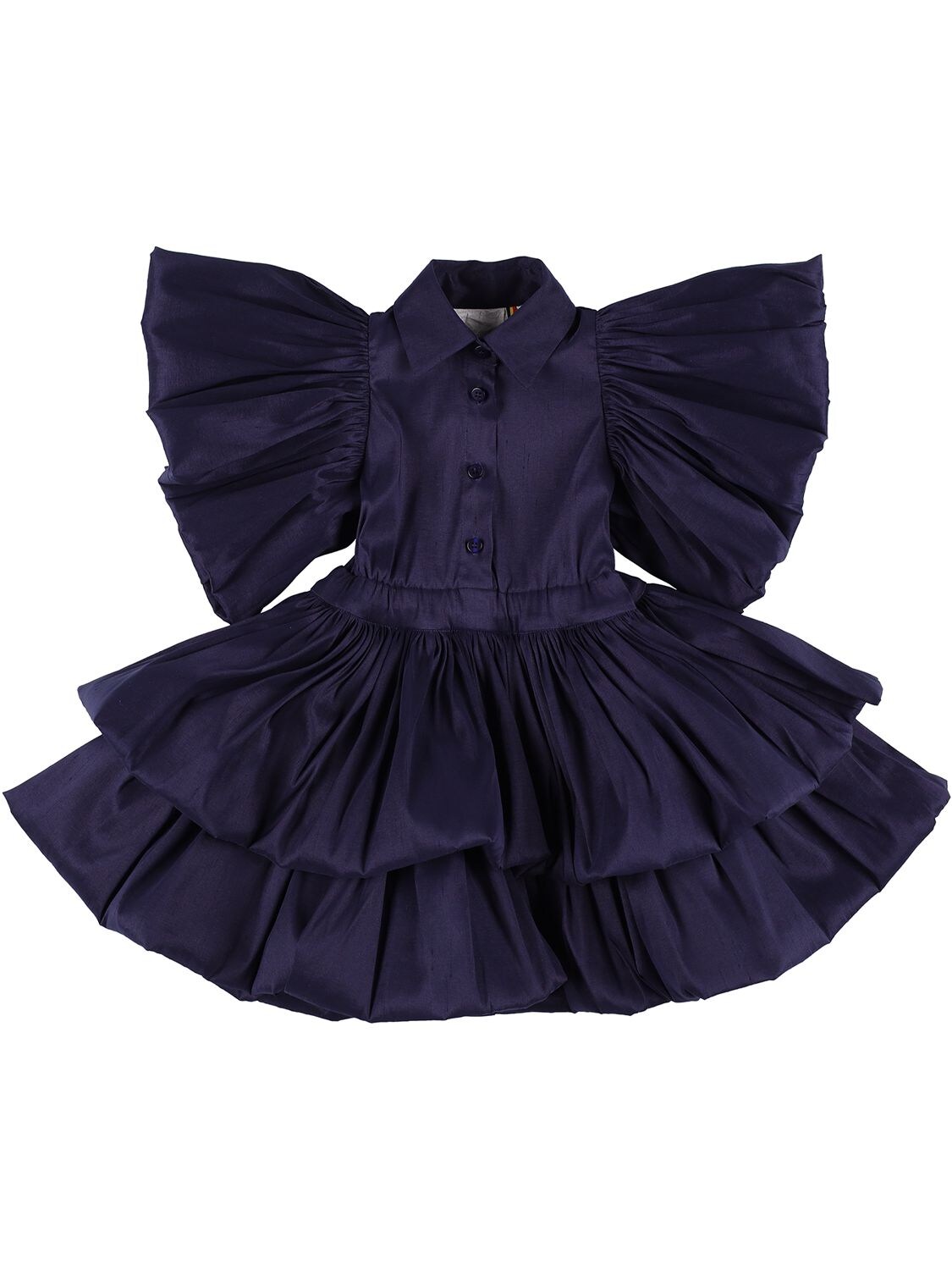 Caroline Bosmans Kids' Taffeta Layered Shirt Dress In Navy | ModeSens