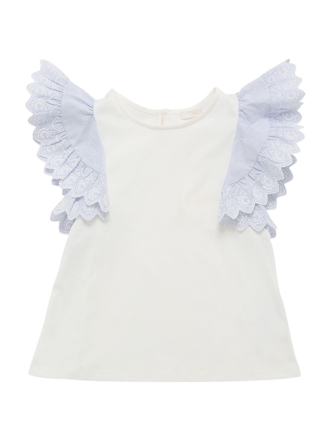 CHLOÉ RUFFLED ORGANIC COTTON T-SHIRT,75IOFI023-MTE30